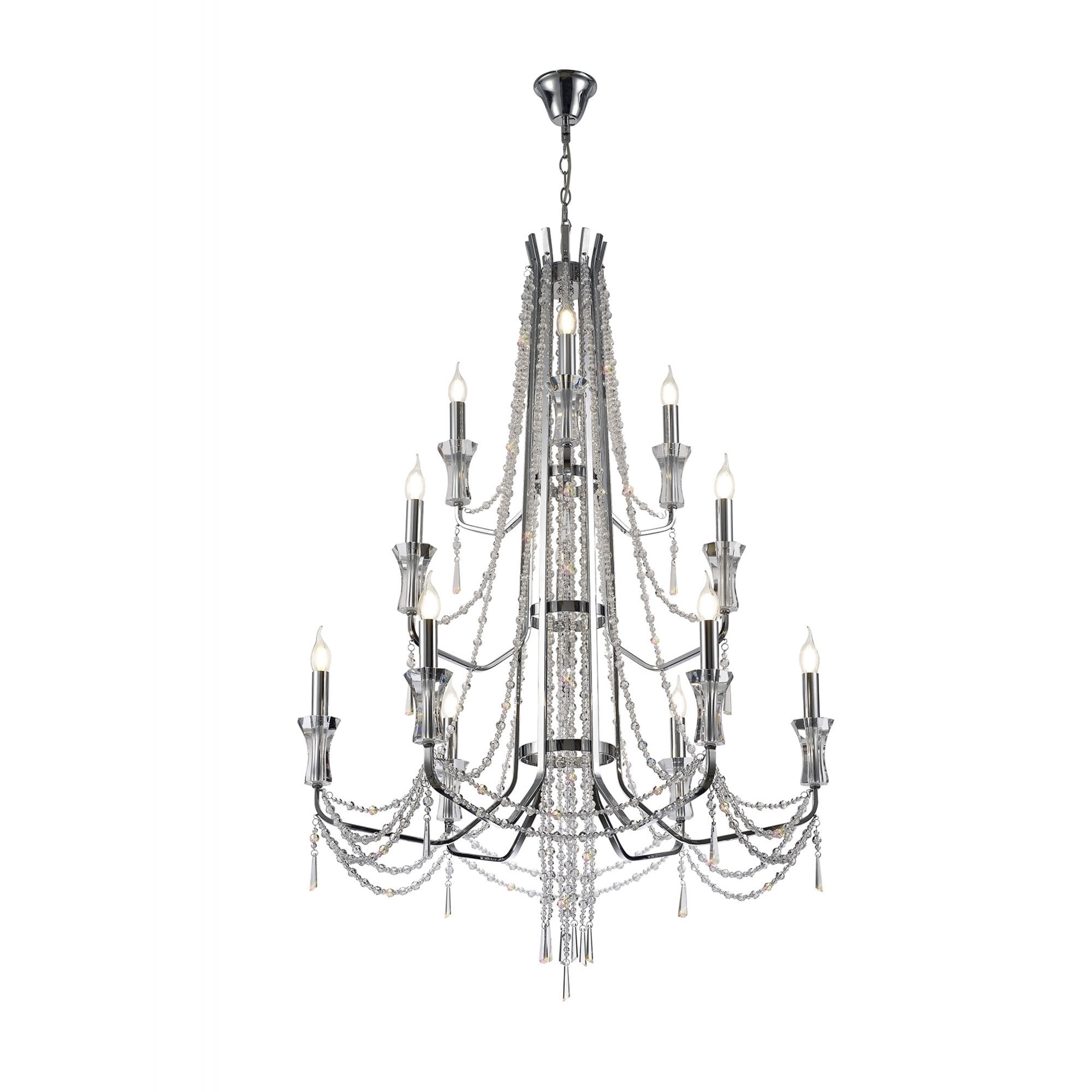 Diyas Armand Pendant 6+3+3 Light E14 - Polished Chrome/Crystal