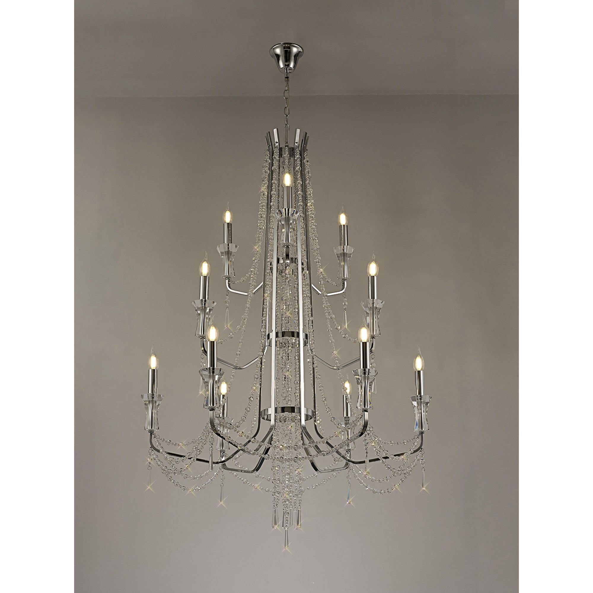 Diyas Armand Pendant 6+3+3 Light E14 - Polished Chrome/Crystal