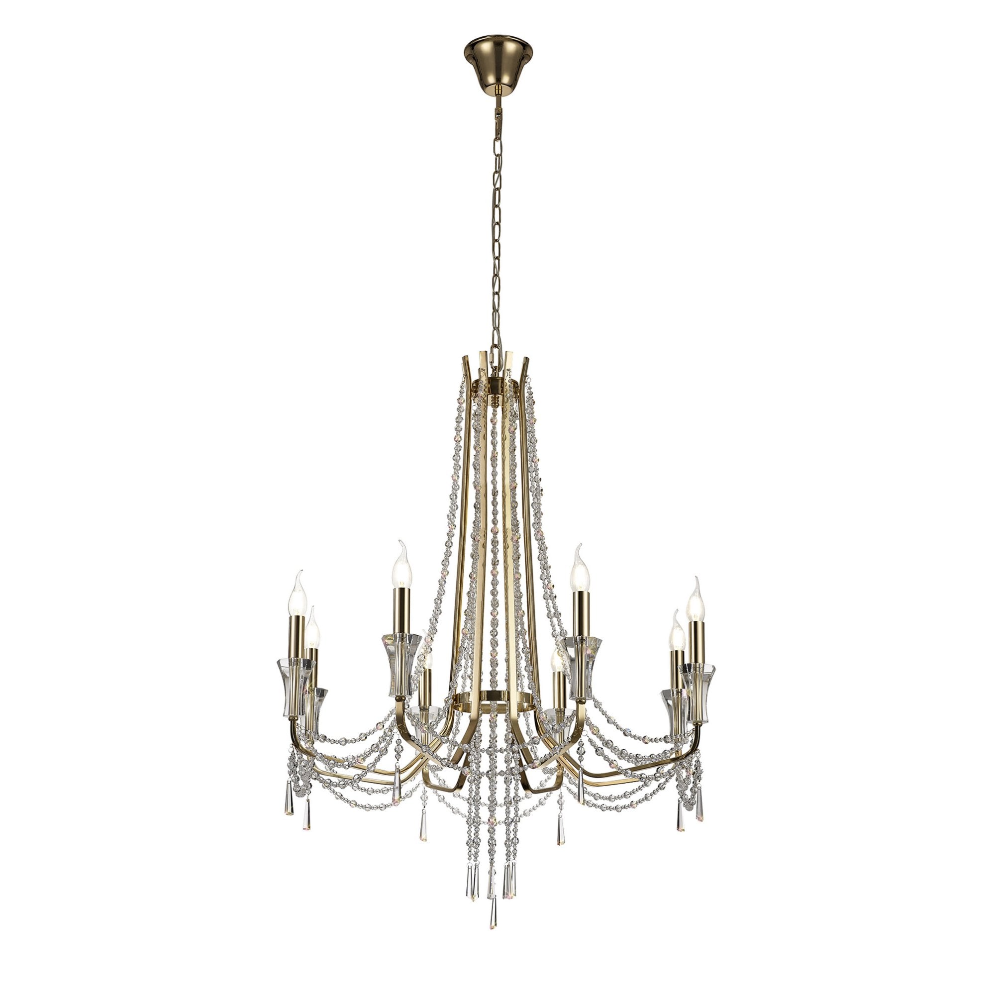 Diyas Armand Pendant 8 Light E14 - French Gold/Crystal