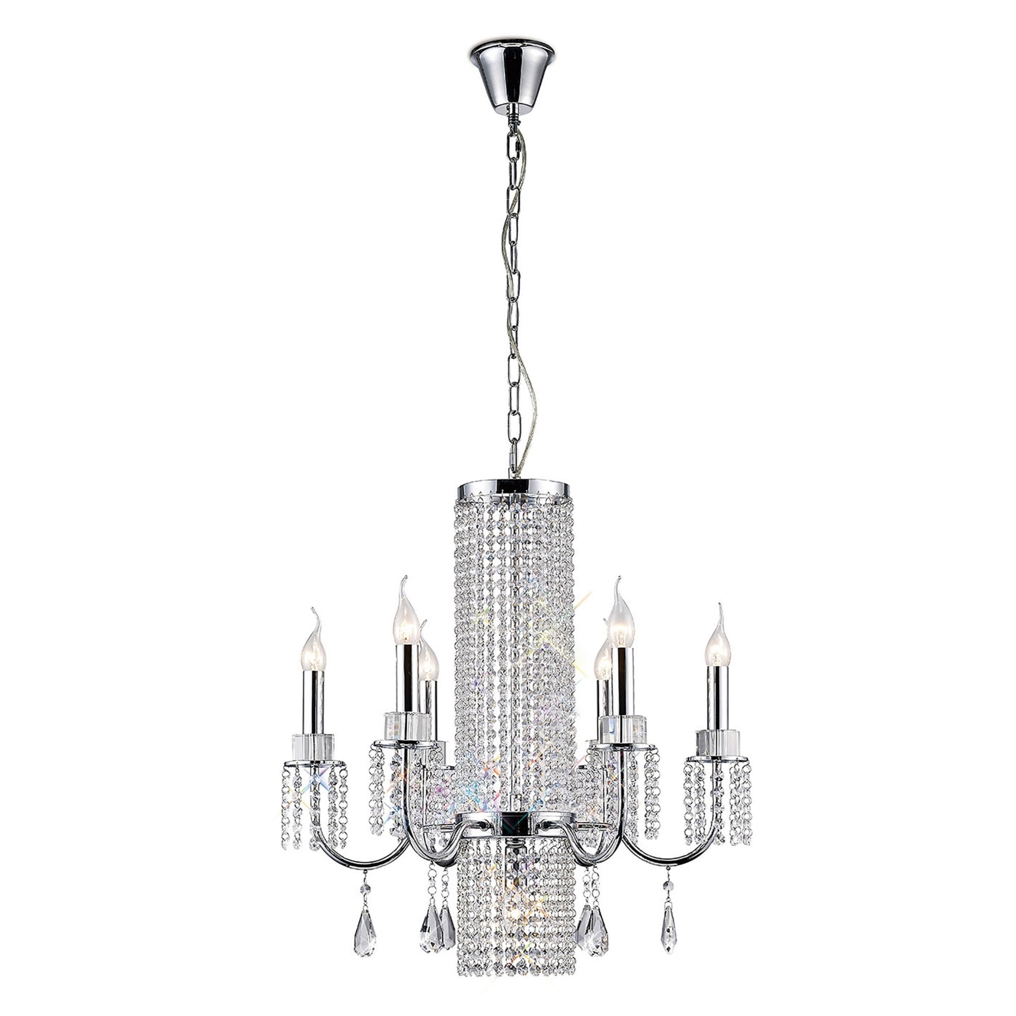 Diyas IL31543 Emily Pendant 6+1 Light Polished Chrome/Crystal