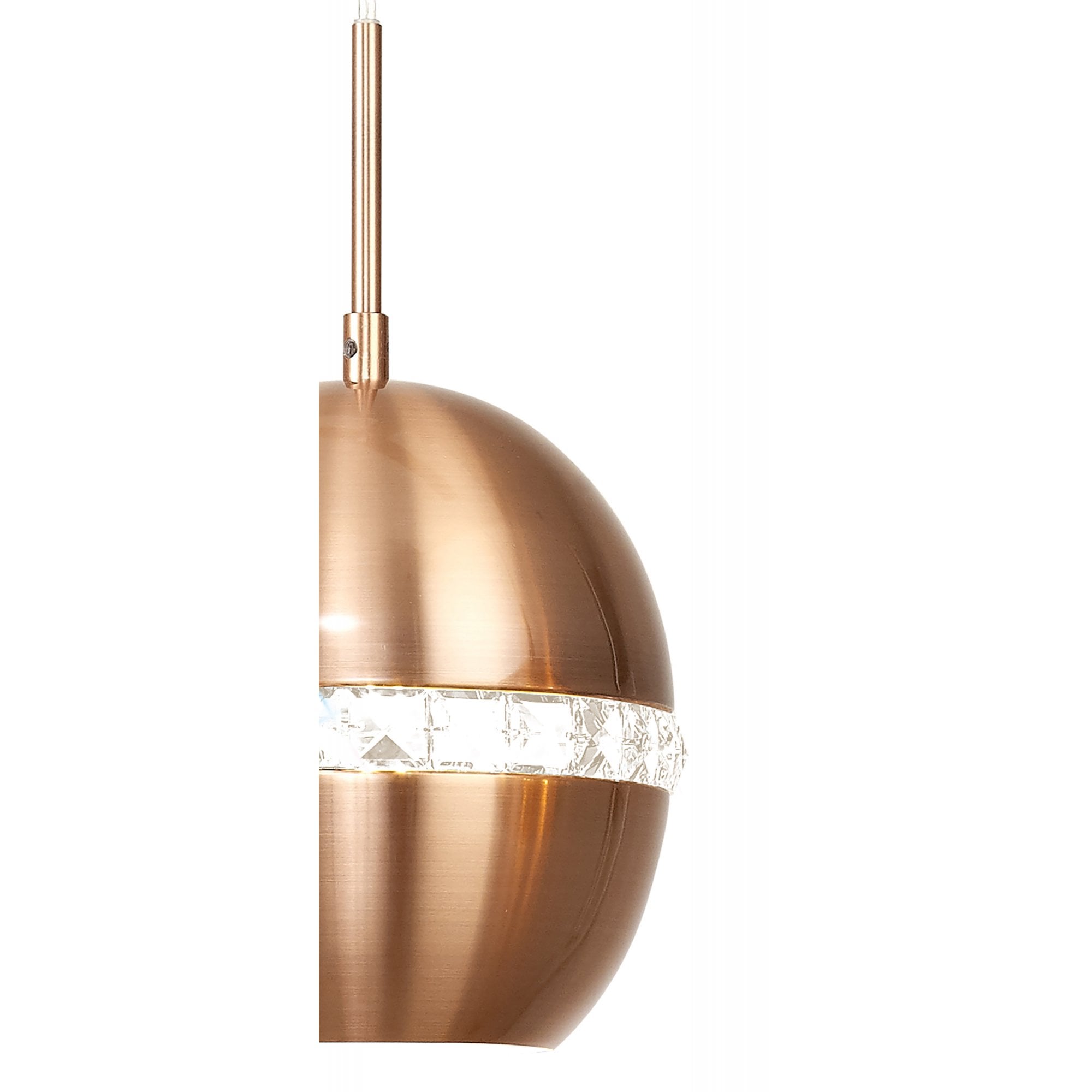 Diyas IL31611 Andrea Pendant 3 Light E27 Linear Satin Copper/Crystal