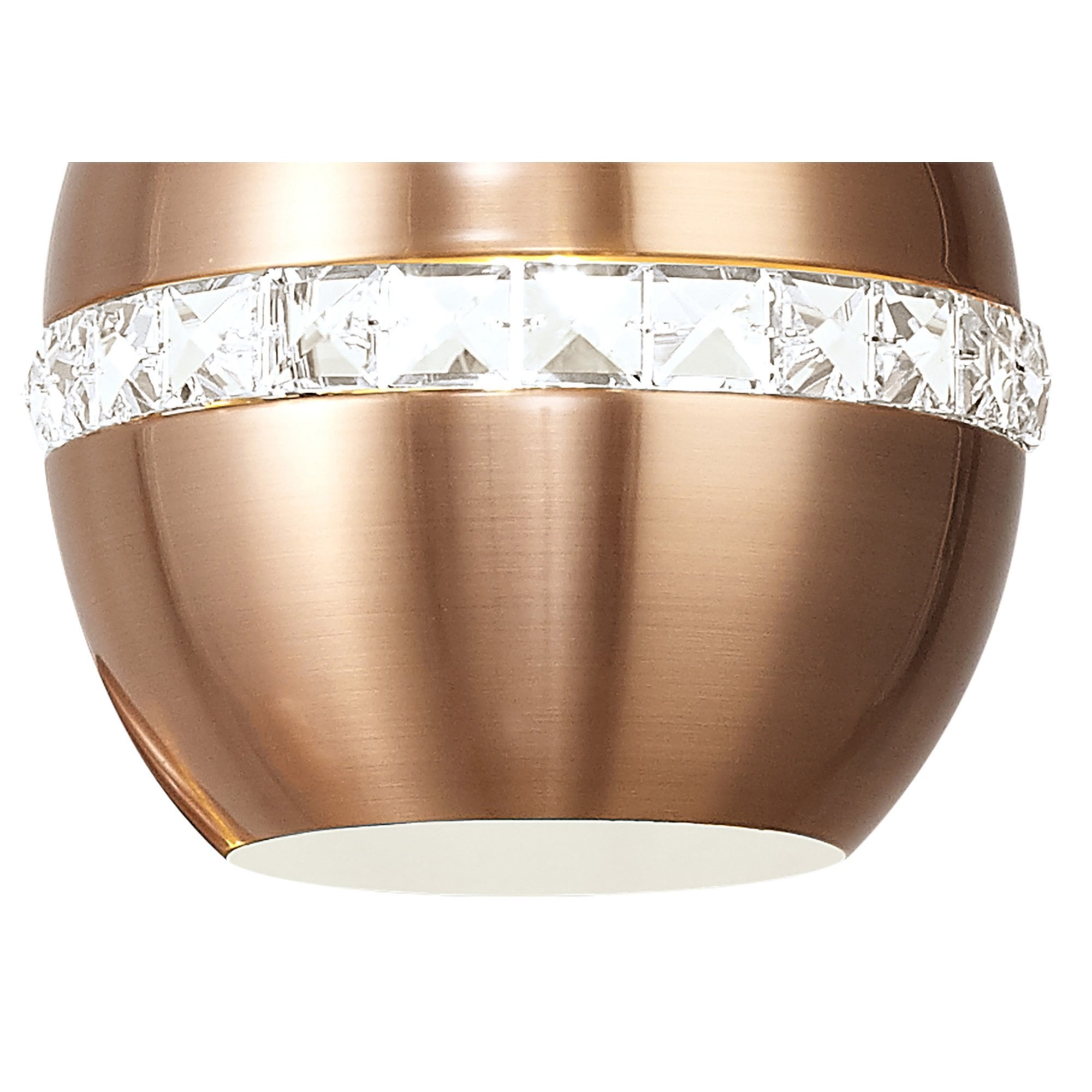 Diyas IL31611 Andrea Pendant 3 Light E27 Linear Satin Copper/Crystal