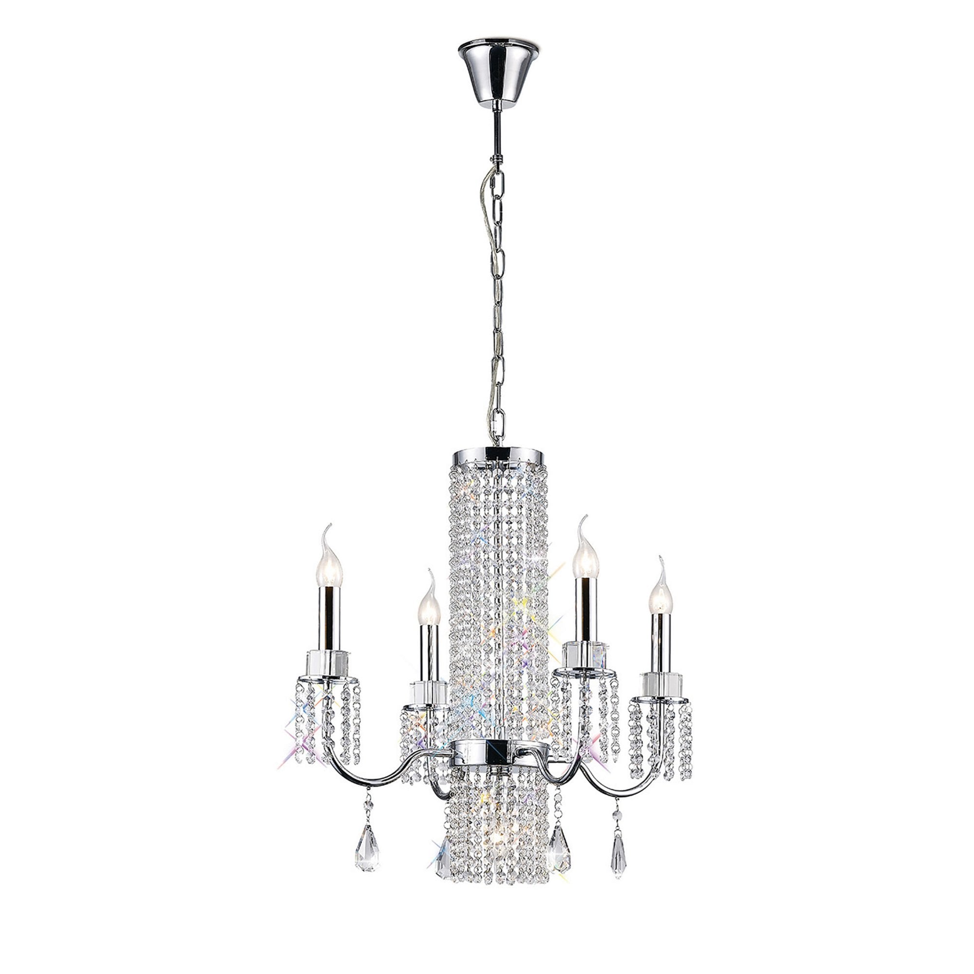 Diyas IL31542 Emily Pendant 4+1 Light Polished Chrome/Crystal