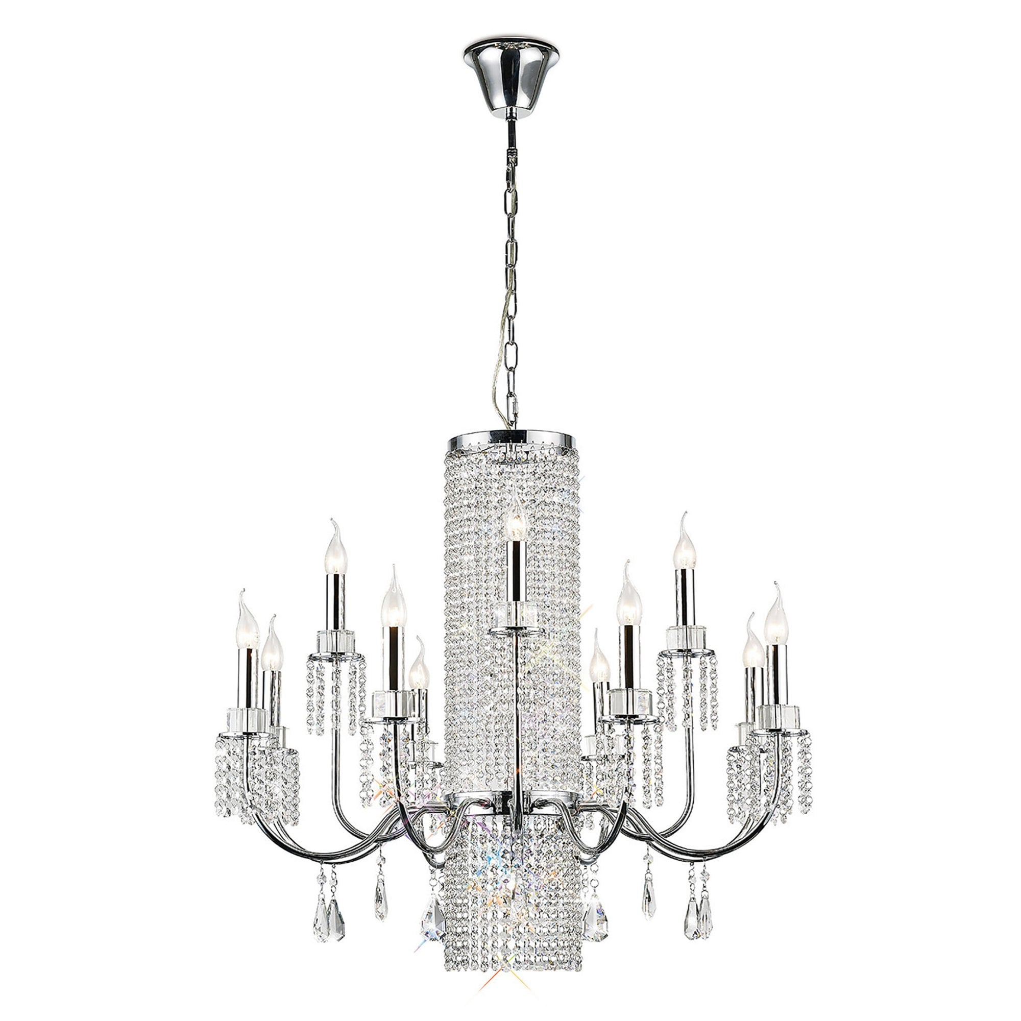 Diyas IL31544 Emily Pendant 8+4 Light Polished Chrome/Crystal