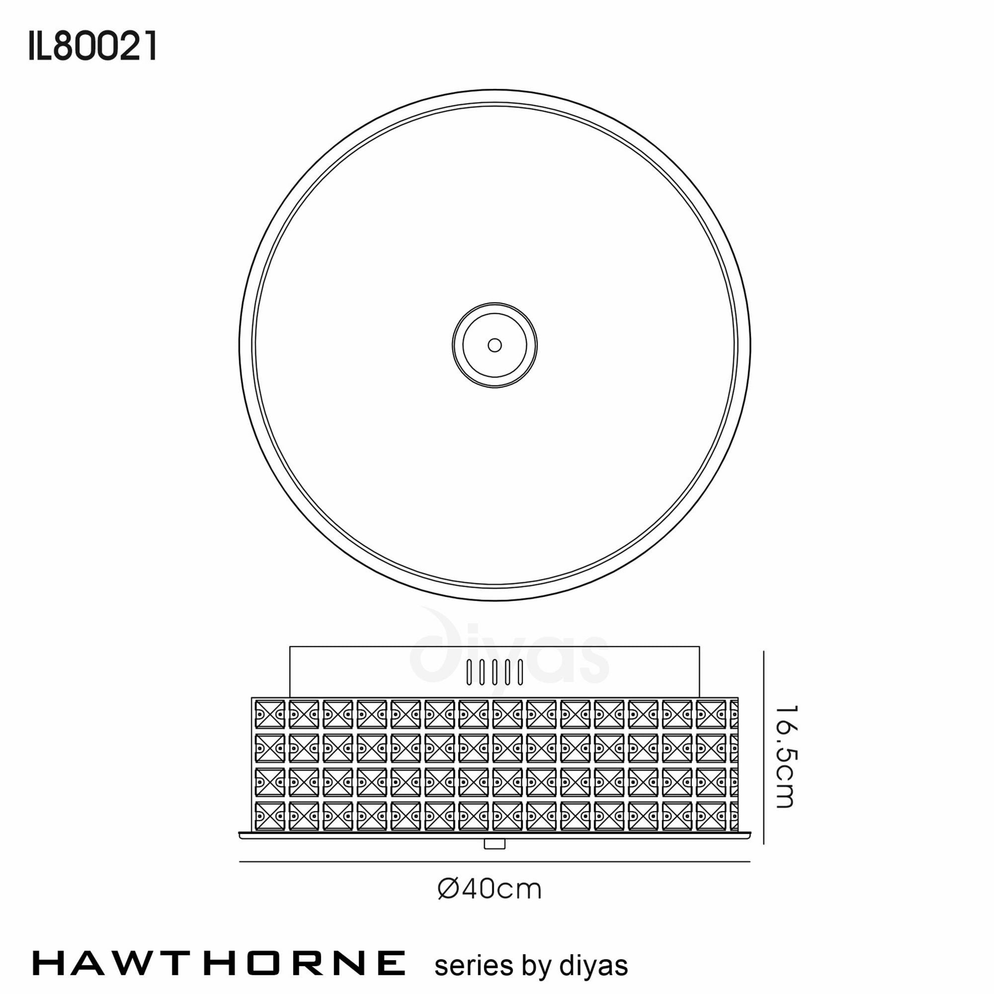 Diyas IL80021 Hawthorne Round Ceiling 30W 1700lm LED 4000K Polished Chrome/Crystal