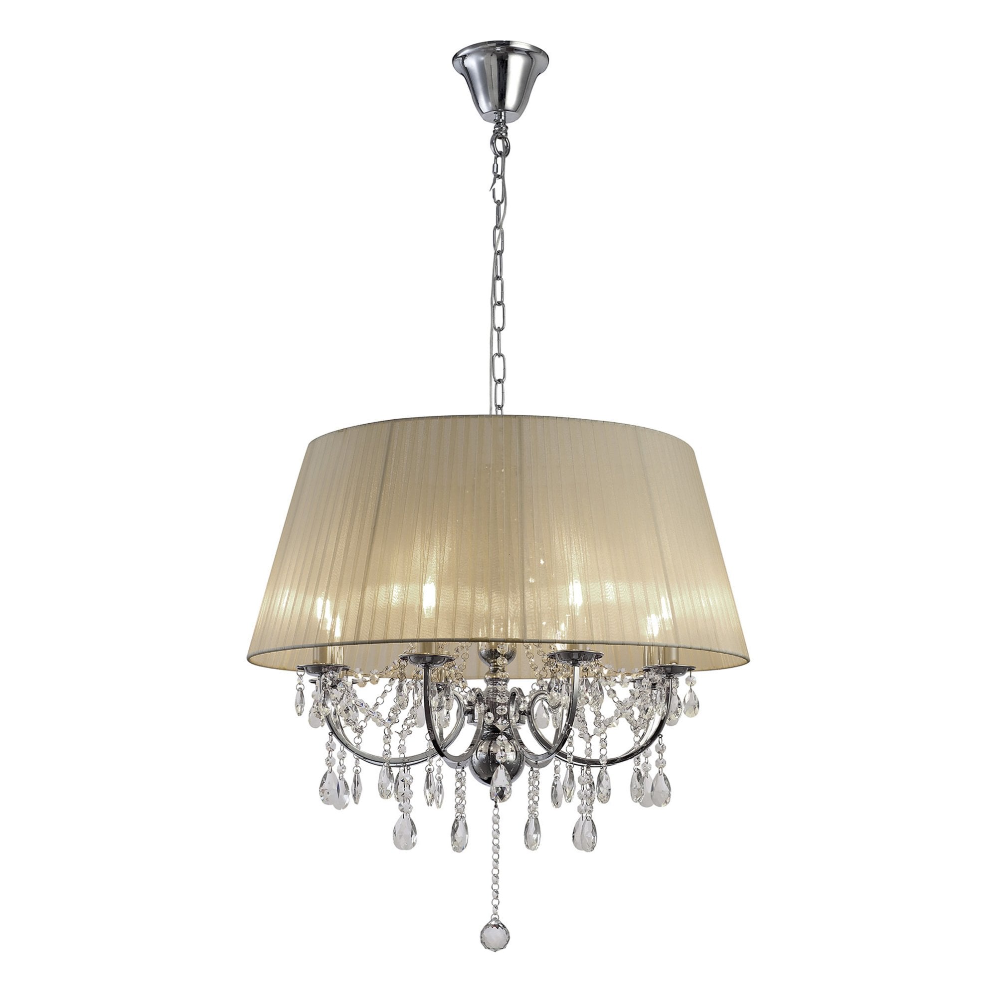 Diyas IL30056 Olivia Pendant With Soft Bronze Shade 8 Light Polished Chrome/Crystal