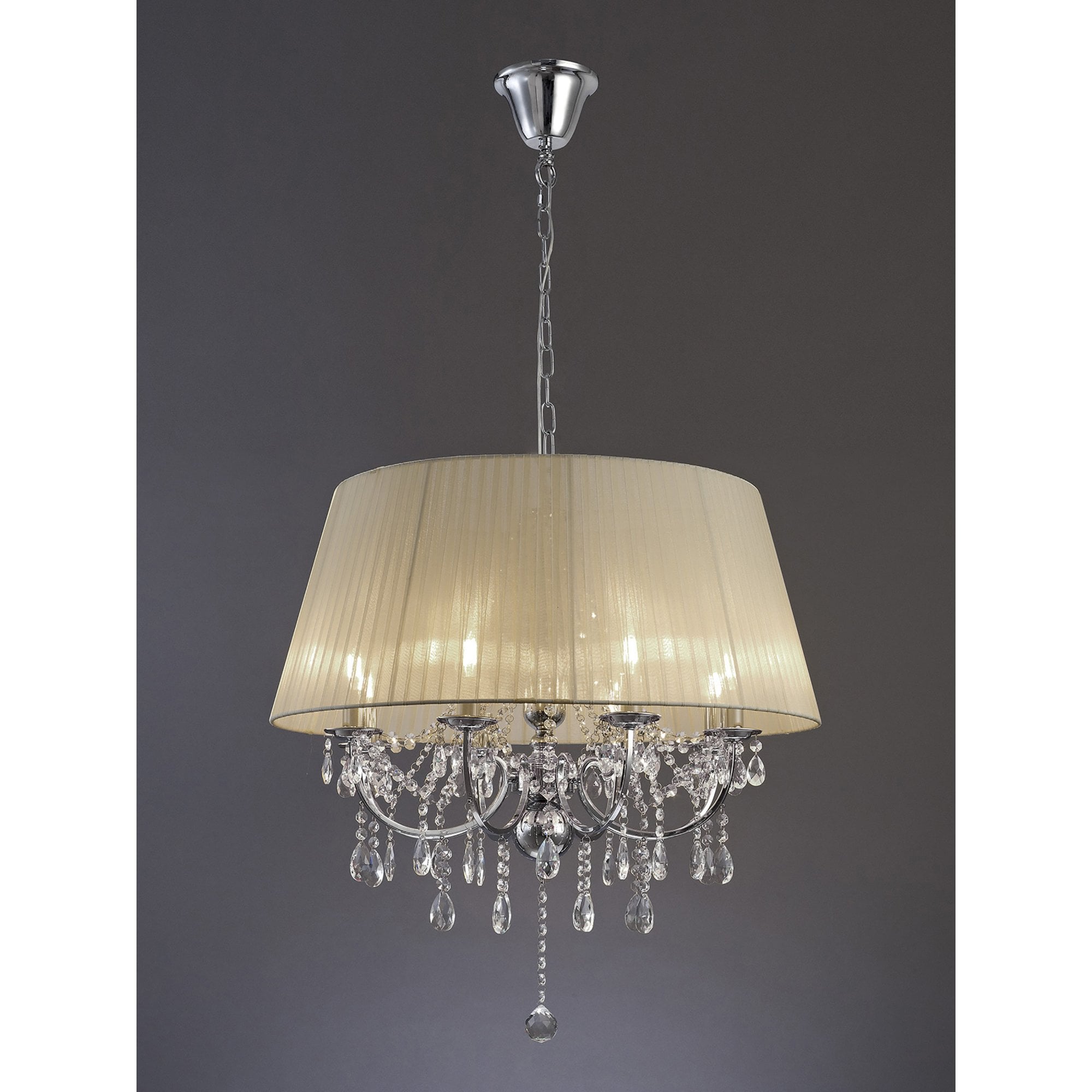 Diyas IL30056 Olivia Pendant With Soft Bronze Shade 8 Light Polished Chrome/Crystal