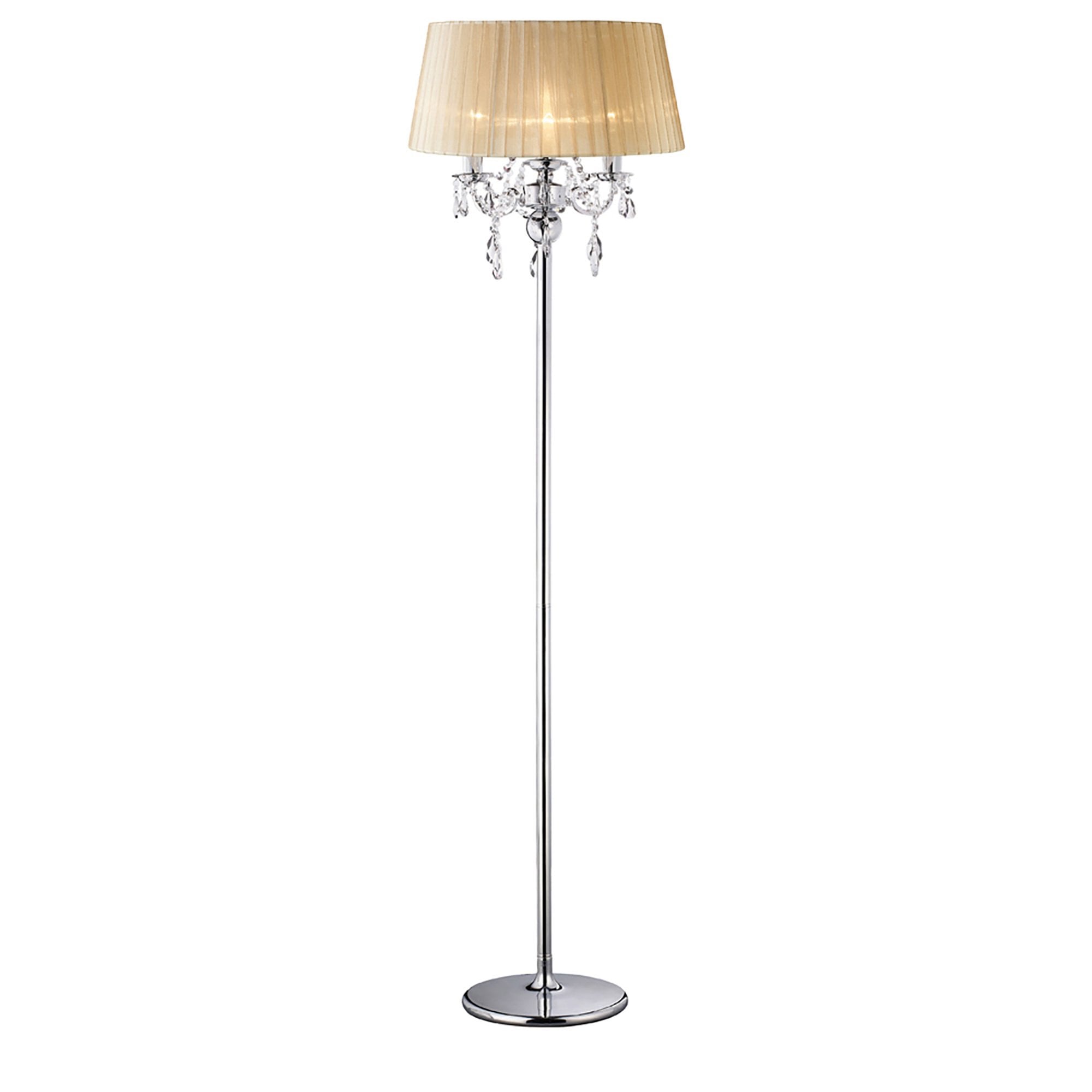 Diyas IL30063 Olivia Floor Lamp With Soft Bronze Shade 3 Light Polished Chrome/Crystal