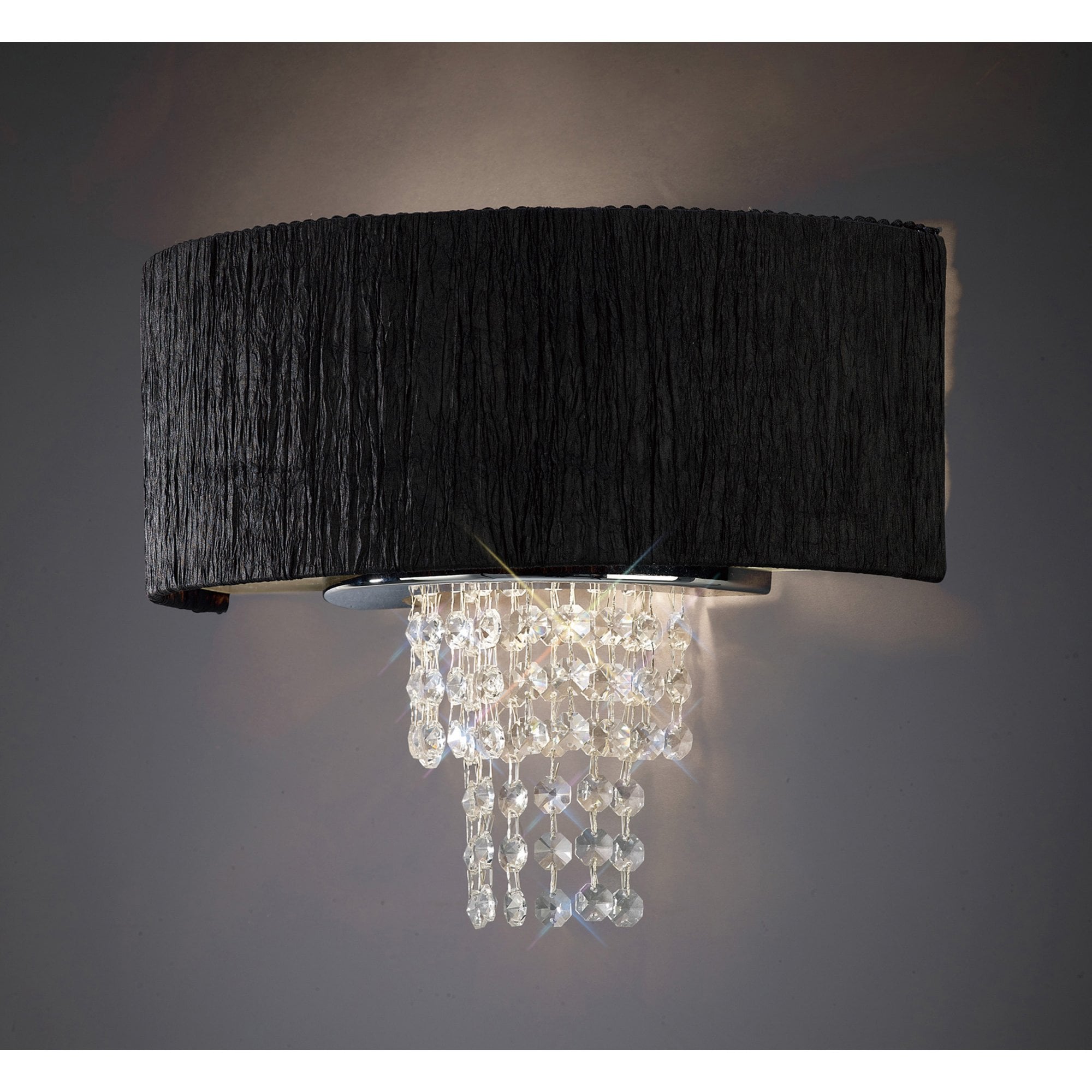 Diyas IL30271/BL Nerissa Wall Light With Black Shade 2 Light Polished Chrome/Crystal