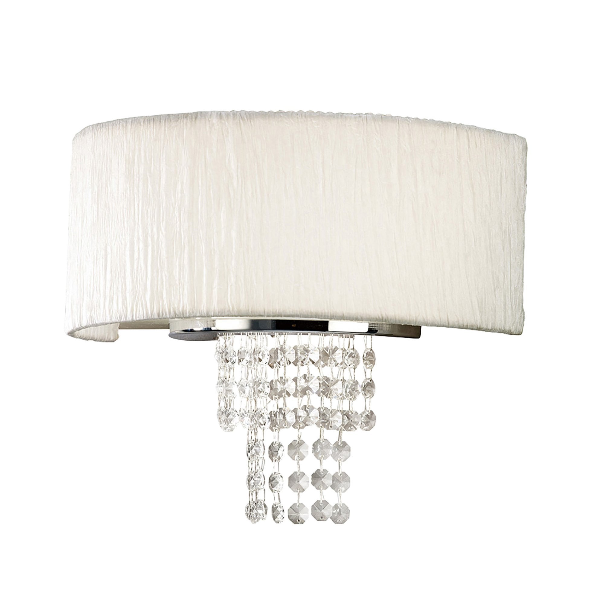 Diyas IL30271/WH Nerissa Wall Light With White Shade 2 Light Polished Chrome/Crystal