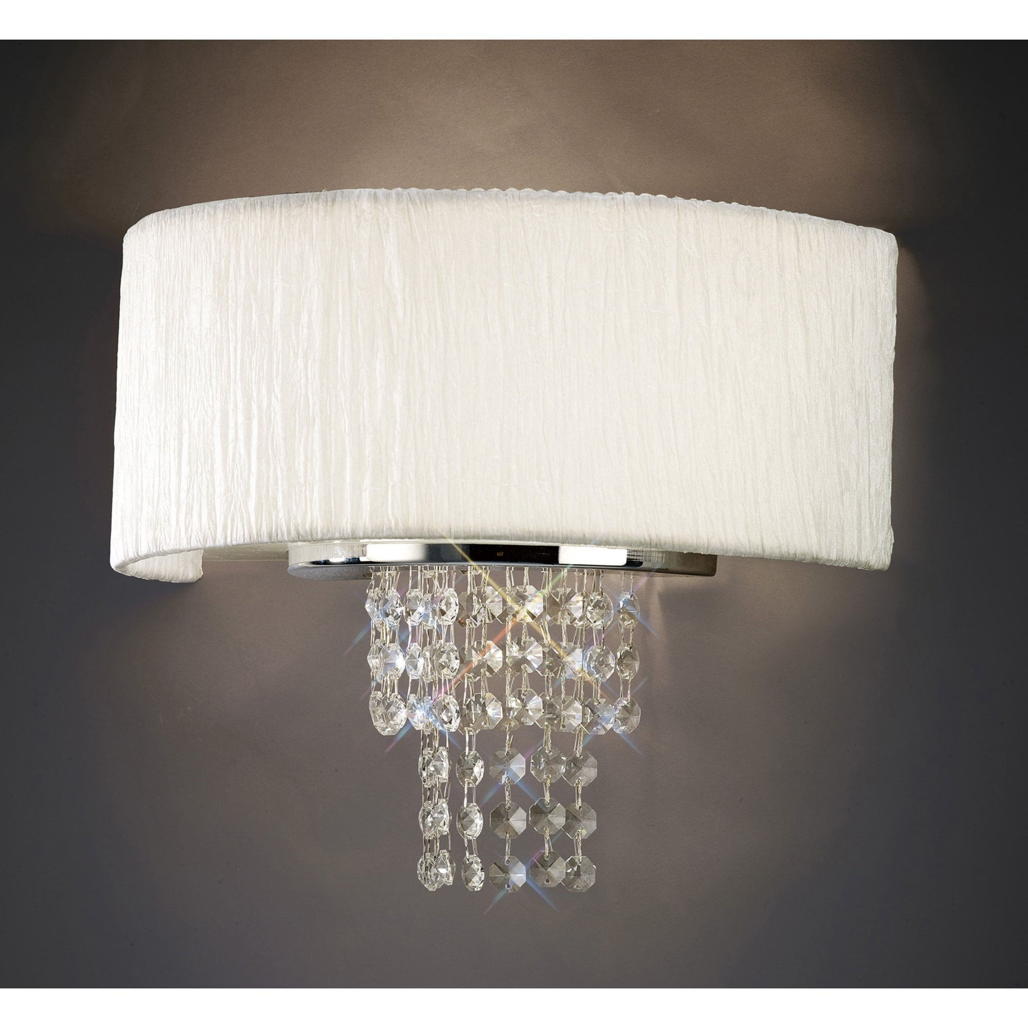 Diyas IL30271/WH Nerissa Wall Light With White Shade 2 Light Polished Chrome/Crystal