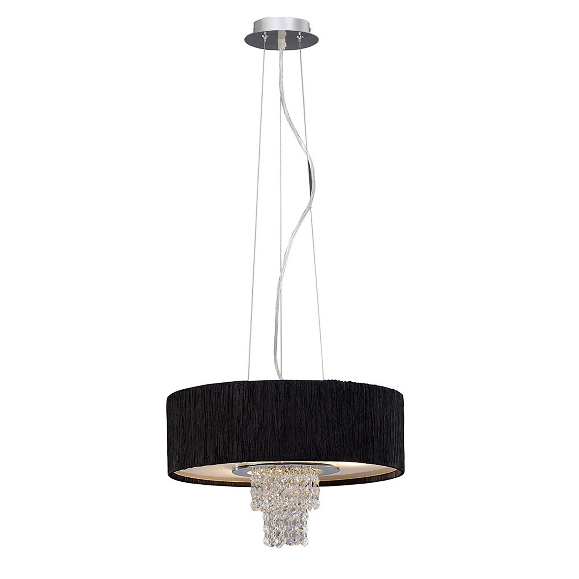 Diyas IL30272/BL Nerissa Pendant With Black Shade 4 Light Polished Chrome/Crystal