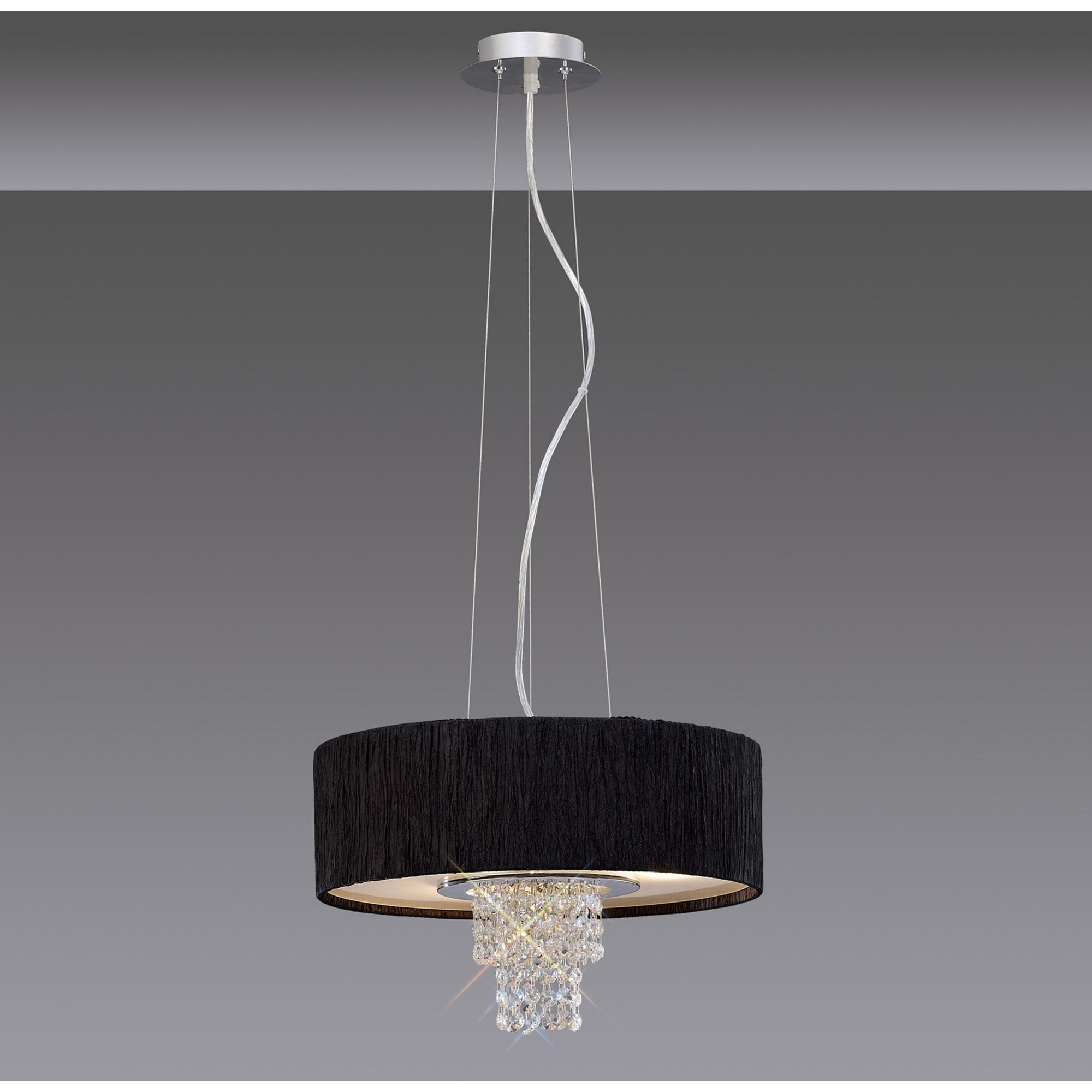 Diyas IL30272/BL Nerissa Pendant With Black Shade 4 Light Polished Chrome/Crystal