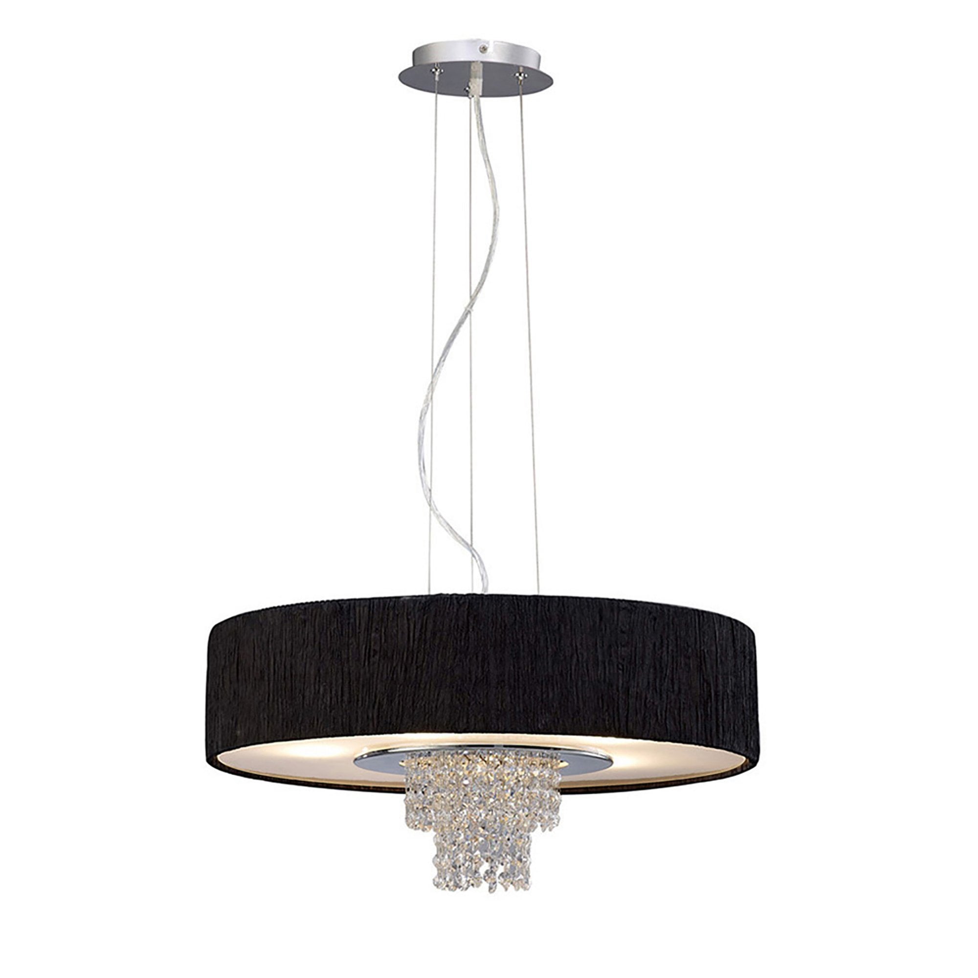 Diyas IL30273/BL Nerissa Pendant With Black Shade 6 Light Polished Chrome/Crystal