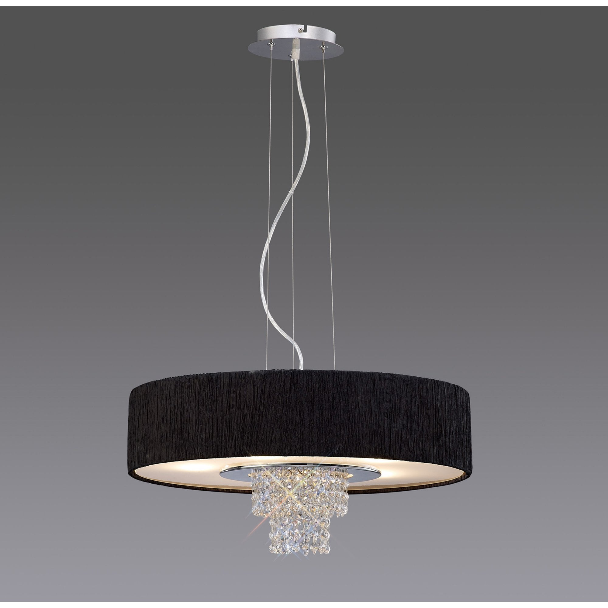 Diyas IL30273/BL Nerissa Pendant With Black Shade 6 Light Polished Chrome/Crystal