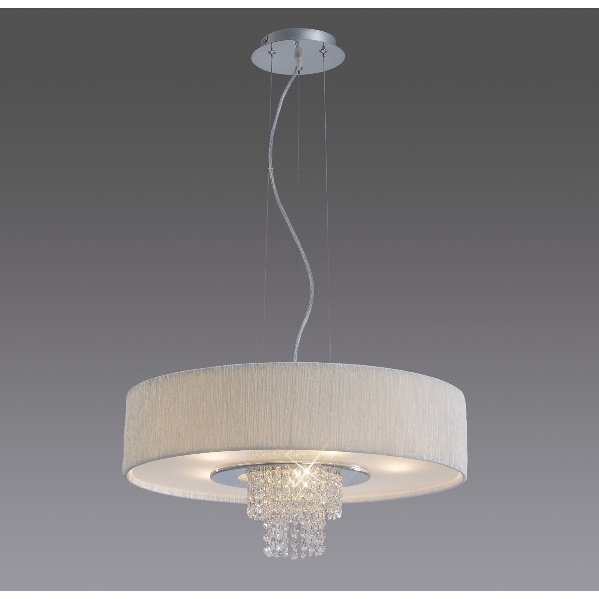 Diyas IL30273/WH Nerissa Pendant With White Shade 6 Light Polished Chrome/Crystal