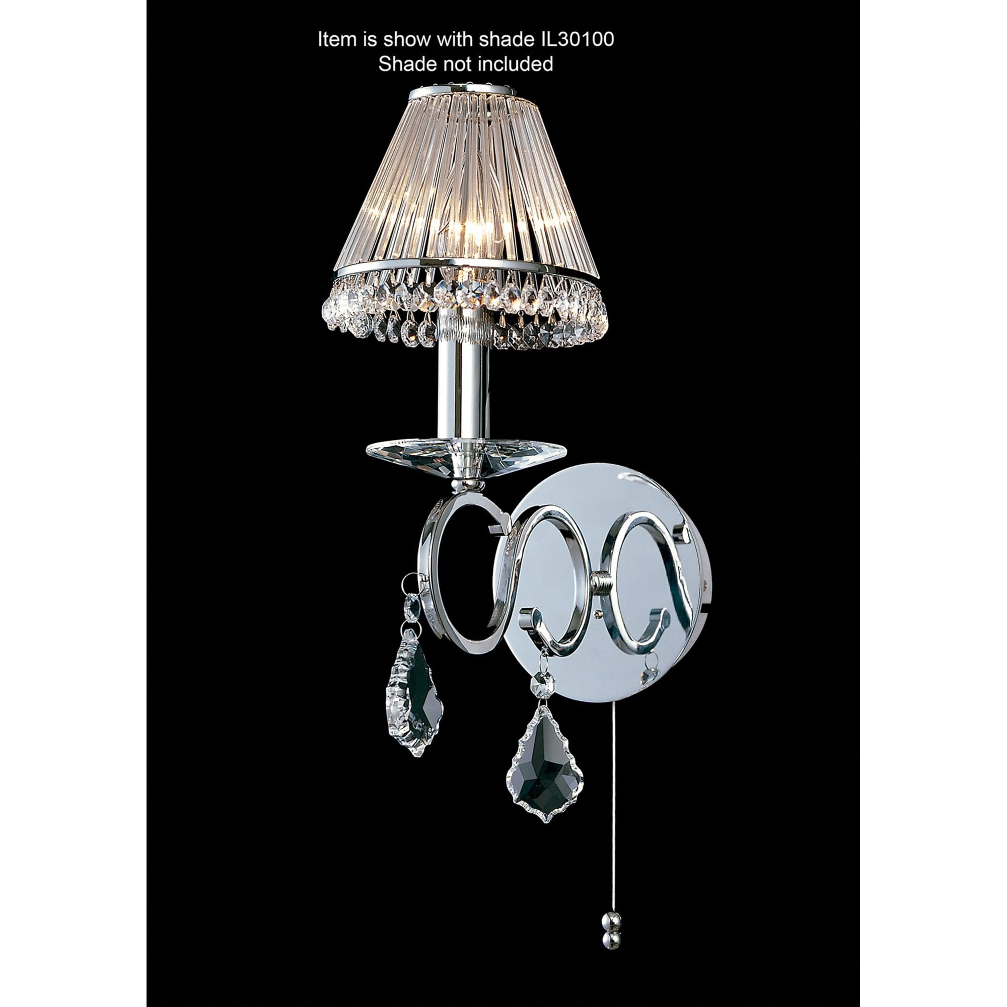 Diyas IL30311 Torino Wall Light Switched 1 Light Polished Chrome/Crystal
