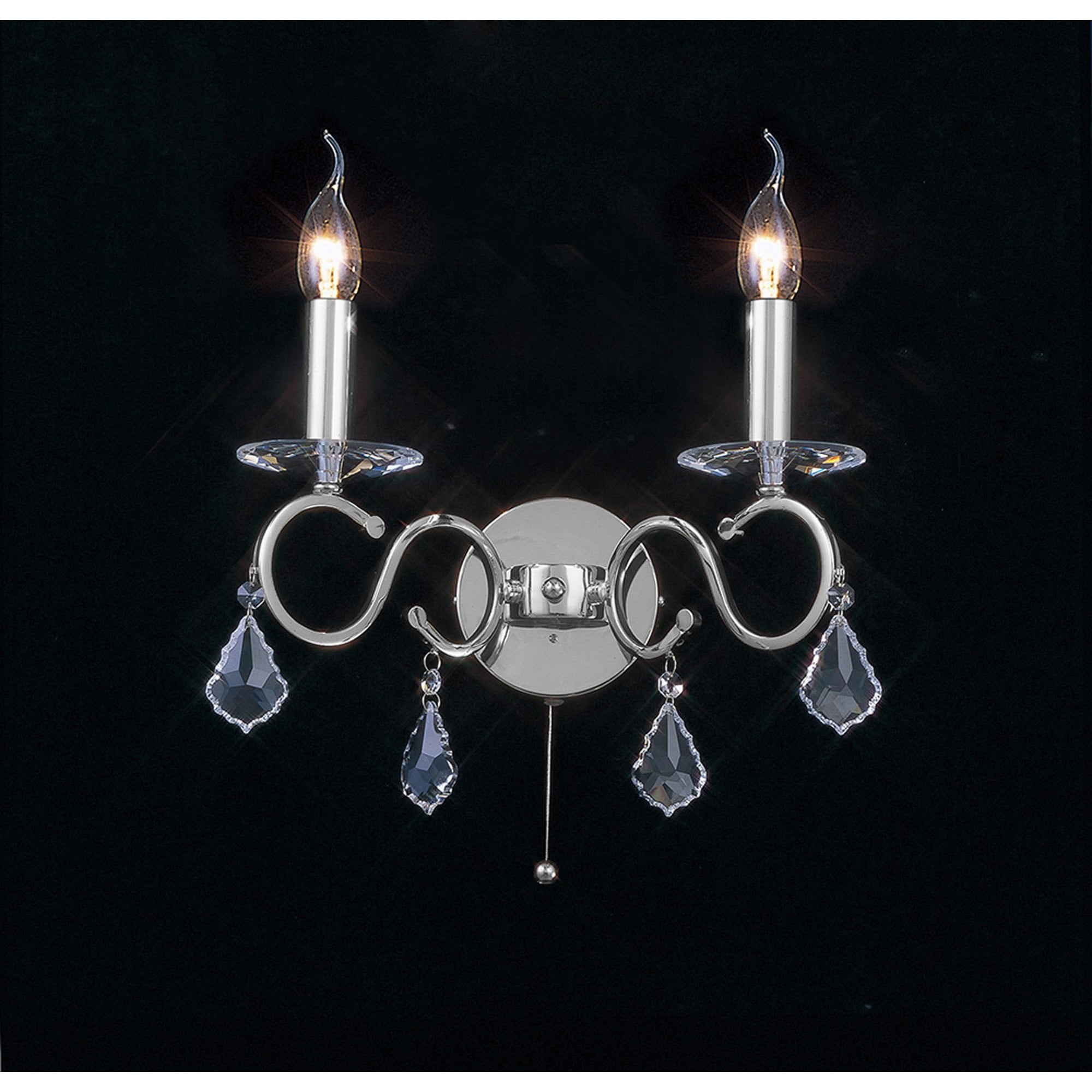 Diyas IL30312 Torino Wall Light Switched 2 Light Polished Chrome/Crystal