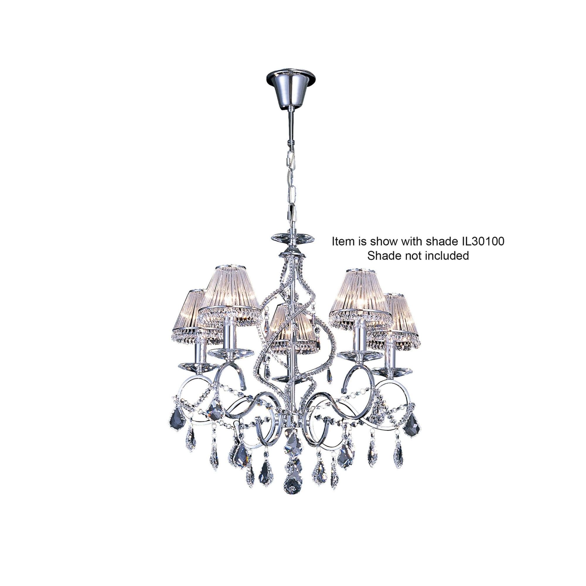 Diyas IL30315 Torino Pendant 5 Light Polished Chrome/Crystal