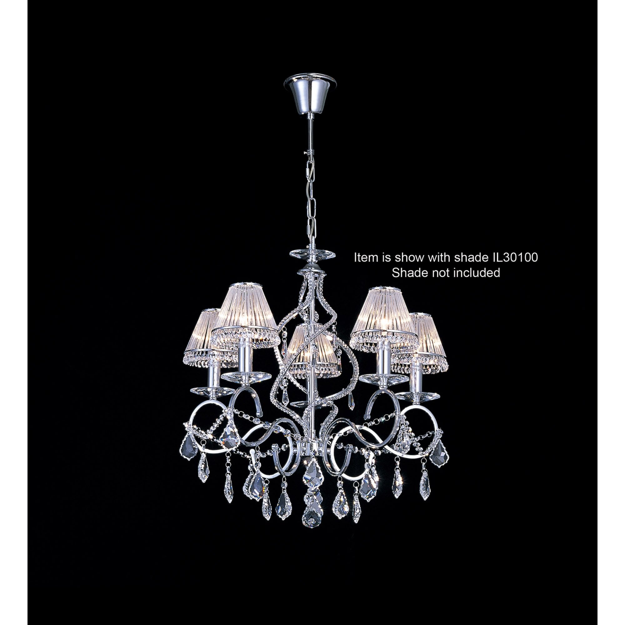 Diyas IL30315 Torino Pendant 5 Light Polished Chrome/Crystal
