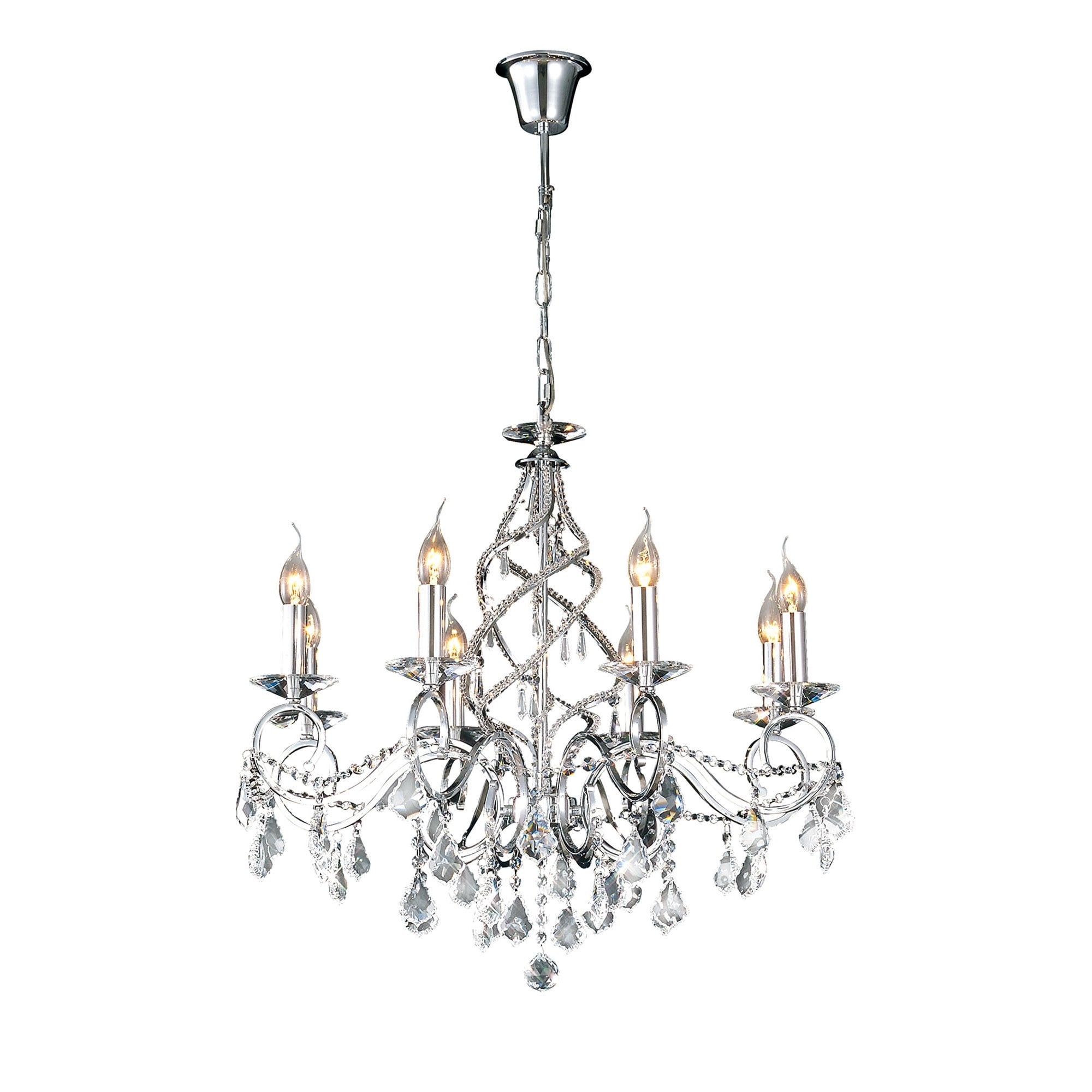 Diyas IL30318 Torino Pendant 8 Light Polished Chrome/Crystal