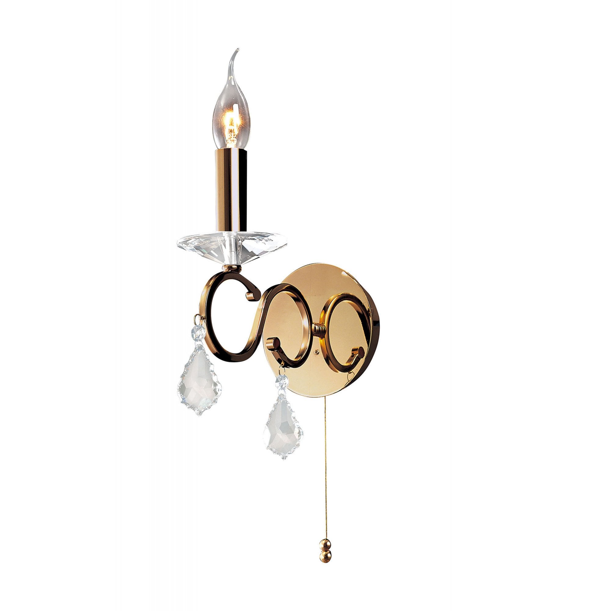 Diyas IL30321 Torino Wall Light Switched 1 Light French Gold/Crystal