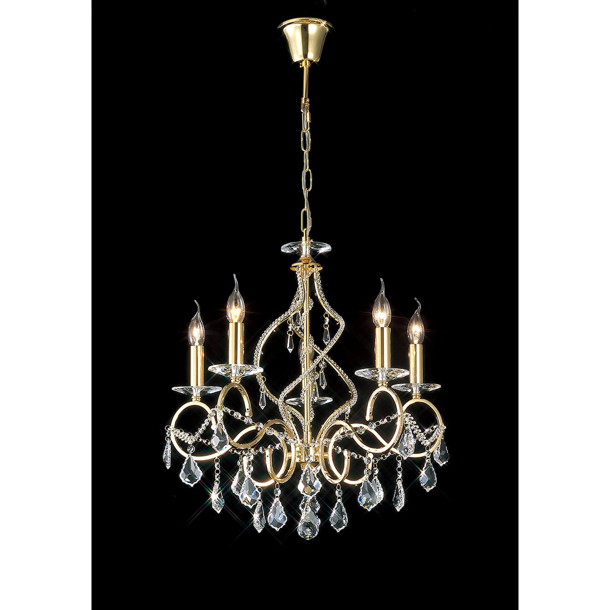 Diyas IL30325 Torino Pendant 5 Light French Gold/Crystal