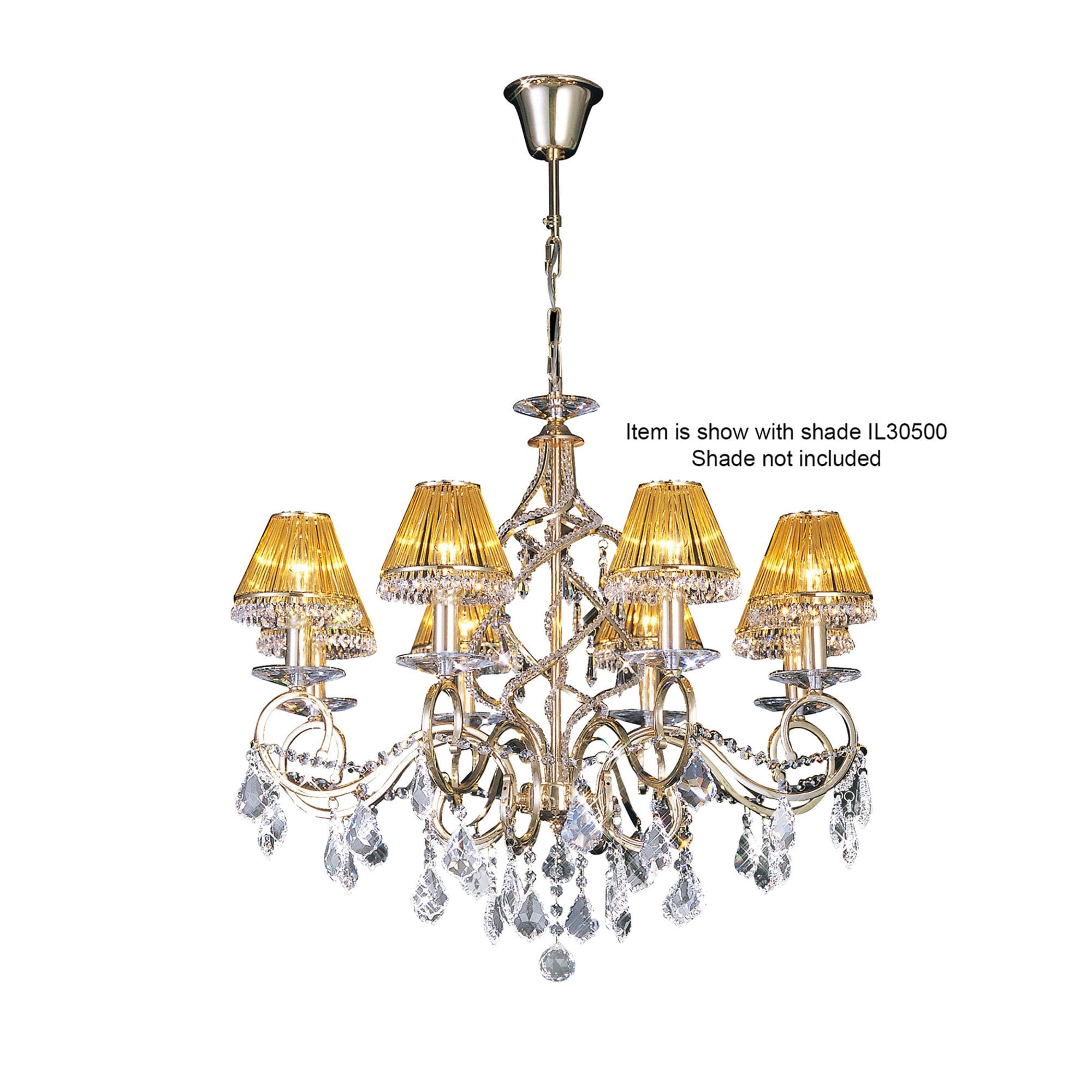 Diyas IL30328 Torino Pendant 8 Light French Gold/Crystal