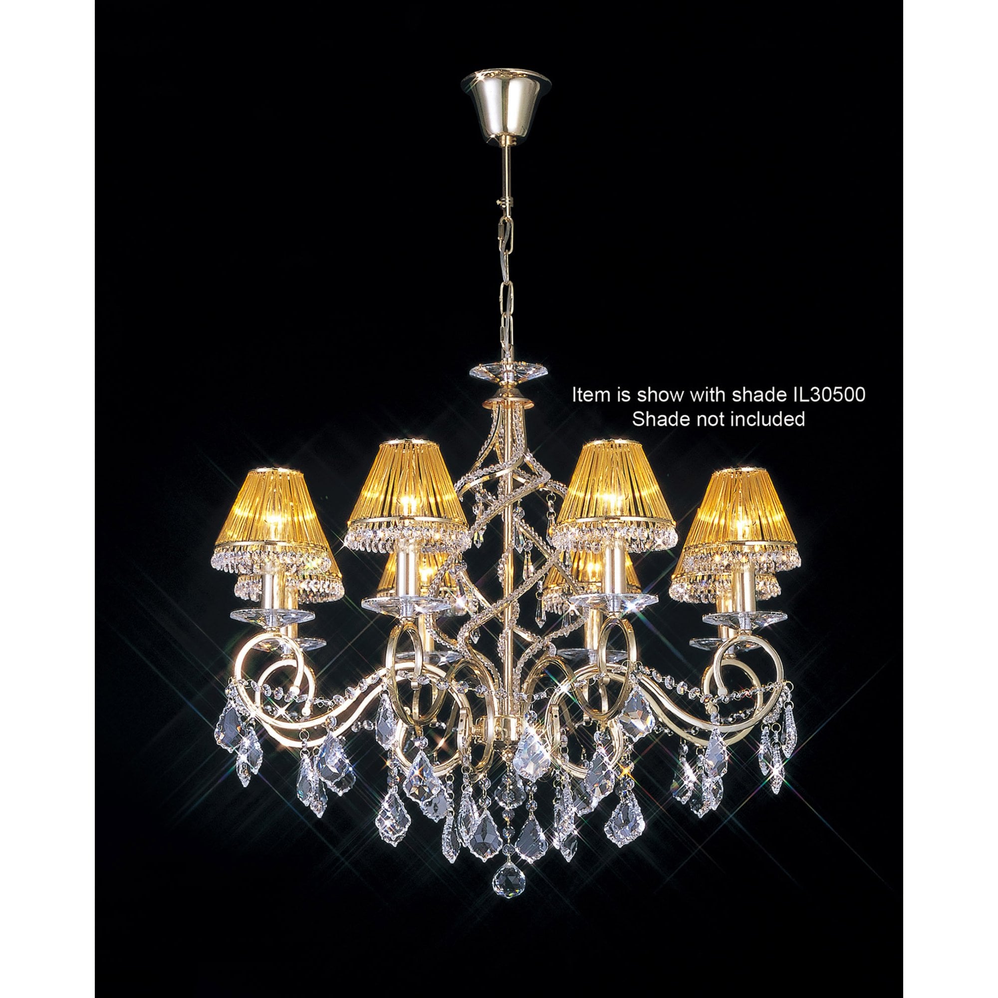 Diyas IL30328 Torino Pendant 8 Light French Gold/Crystal