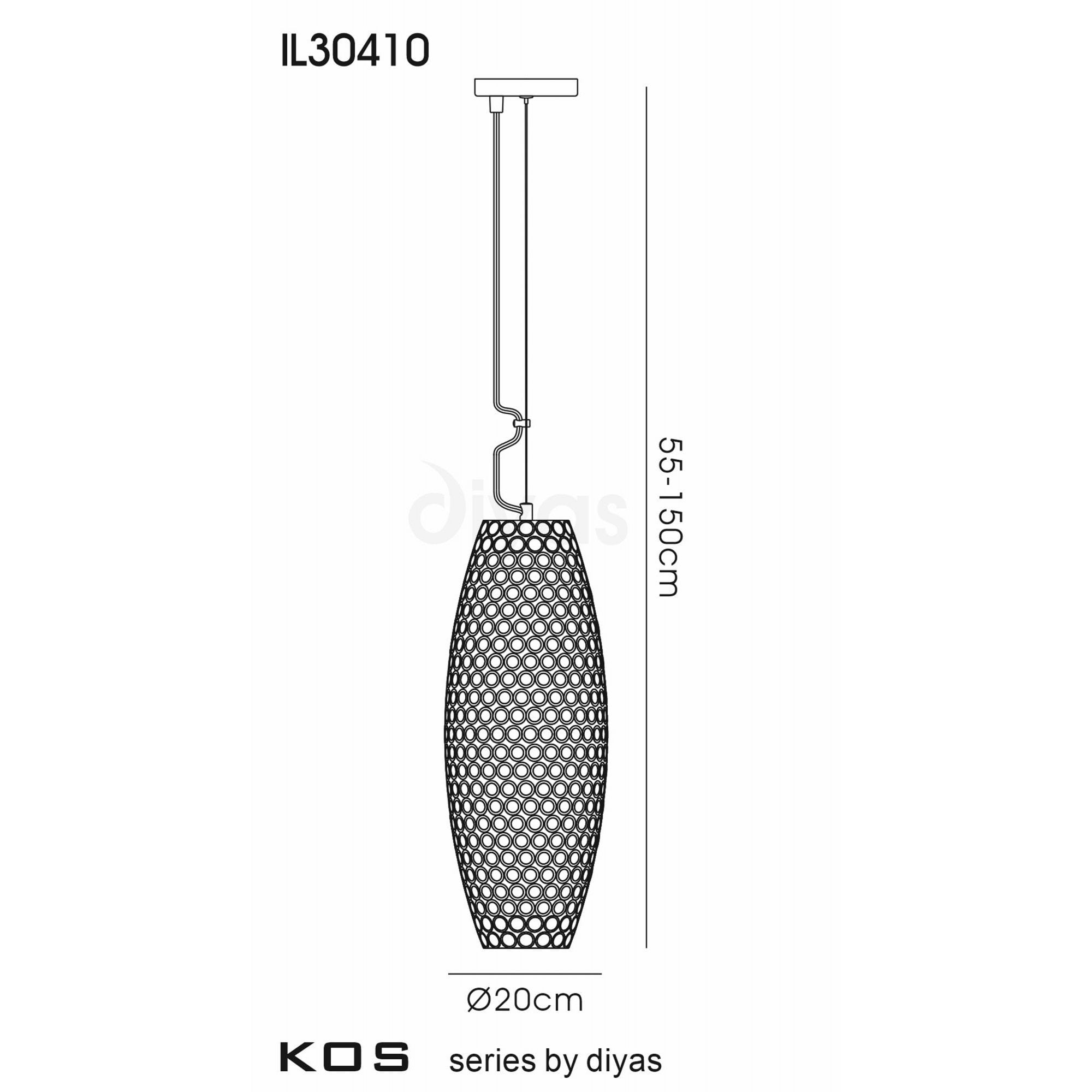 Diyas IL30410 Kos Pendant 4 Light Polished Chrome/Crystal