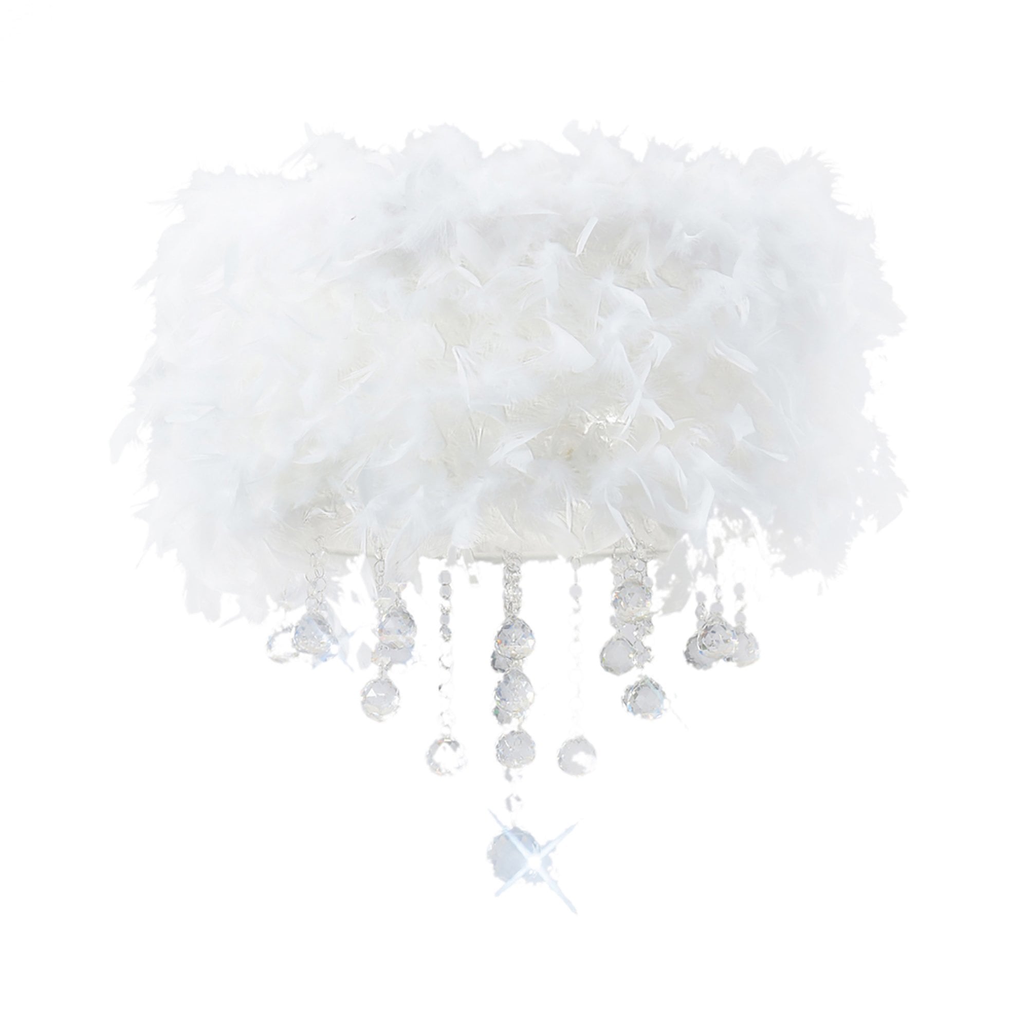 Diyas IL30741/WH Ibis Ceiling With White Feather Shade 3 Light Polished Chrome/Crystal