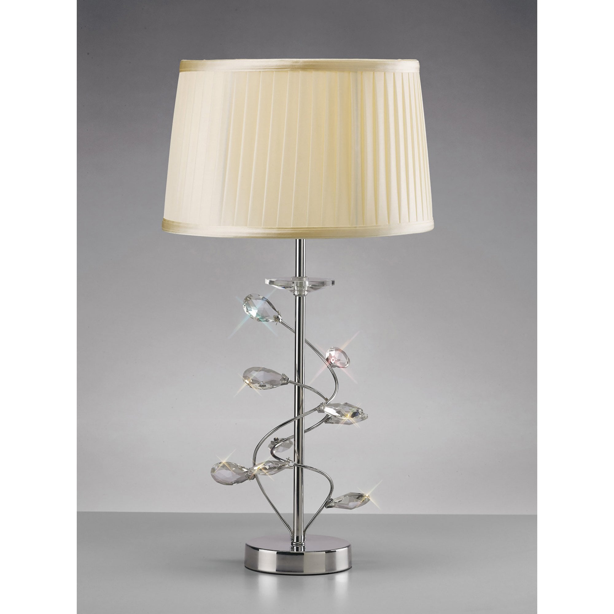 Diyas IL31210/CR Willow Table Lamp With Cream Shade 1 Light Polished Chrome/Crystal