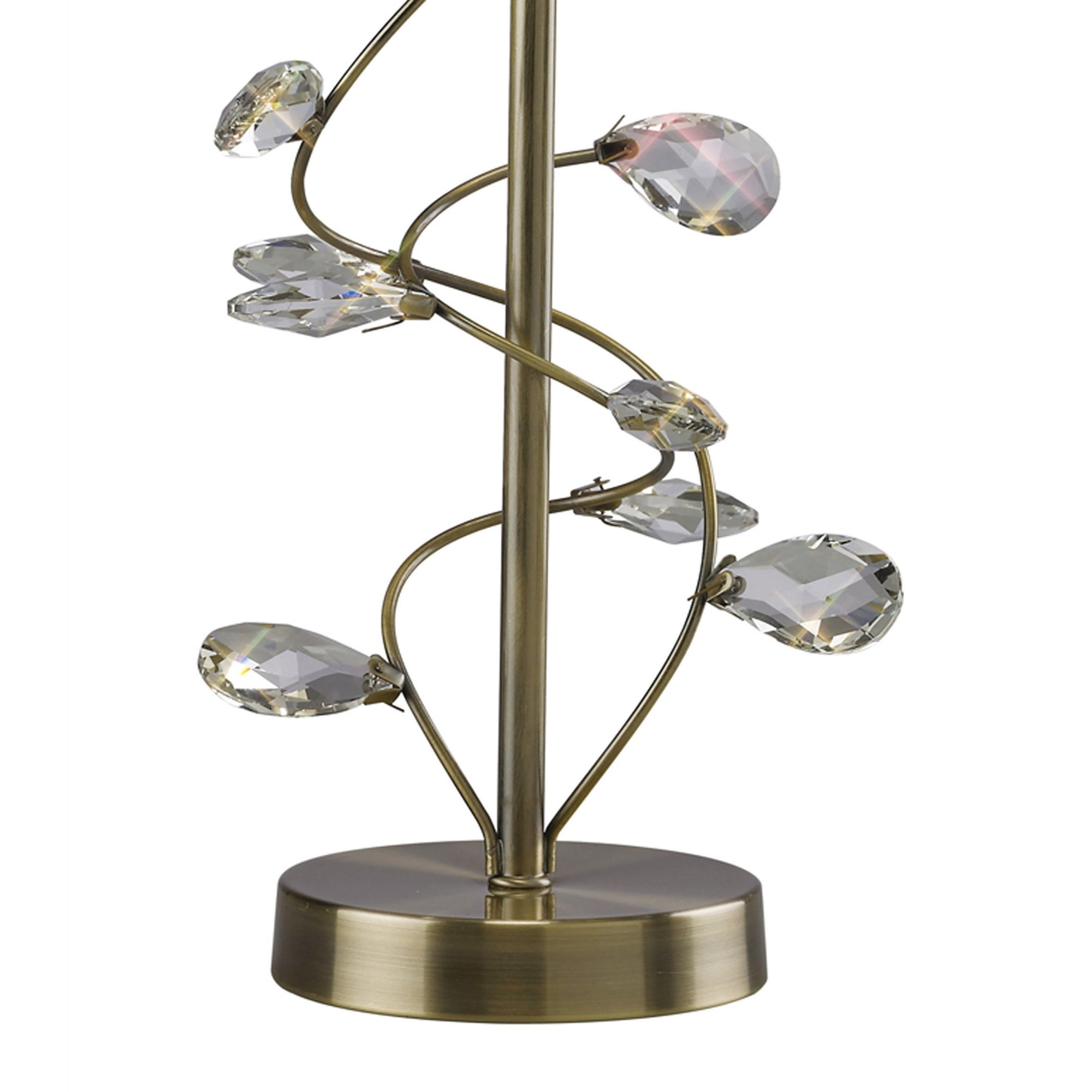 Diyas IL31220/WH Willow Table Lamp With White Shade 1 Light Antique Brass/Crystal