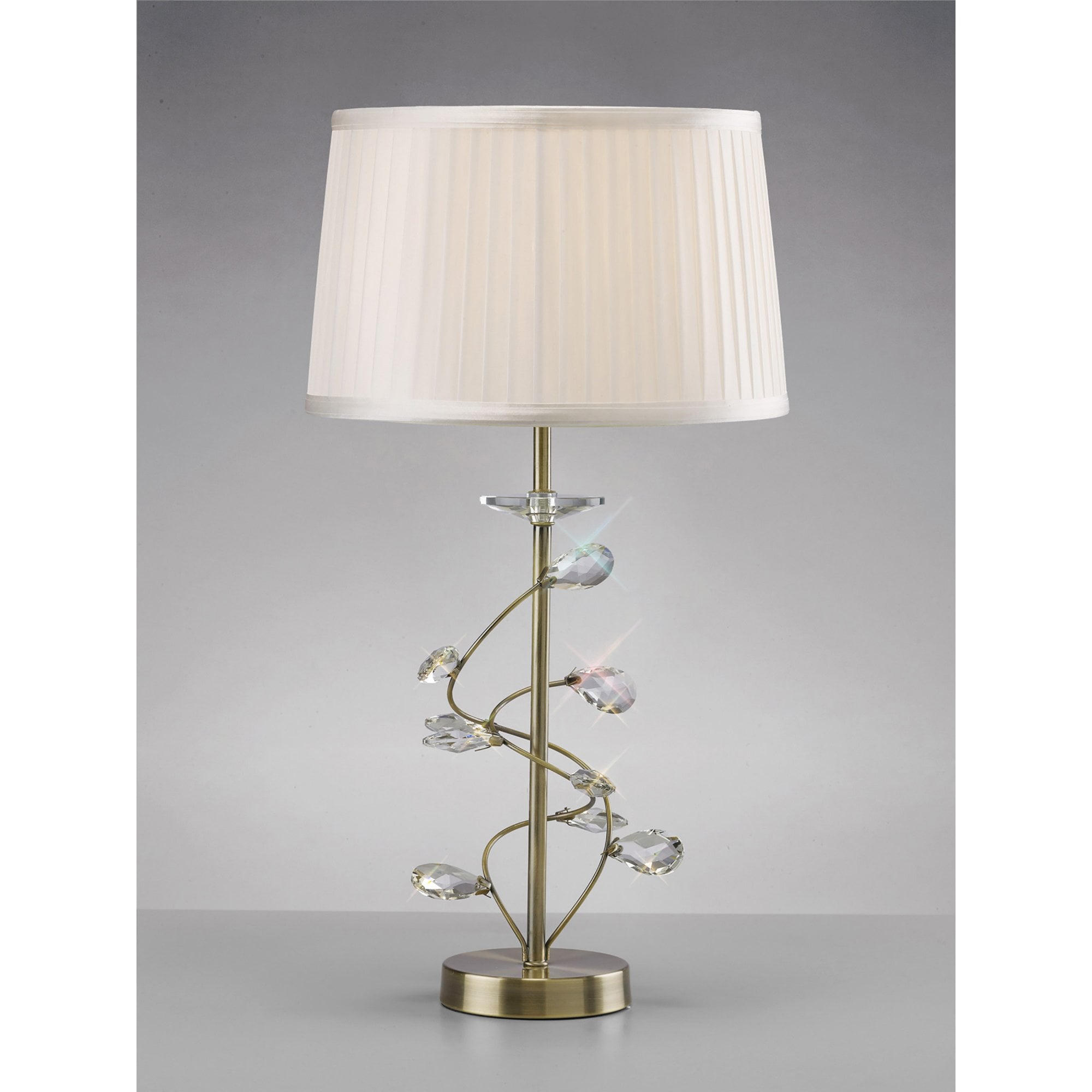Diyas IL31220/WH Willow Table Lamp With White Shade 1 Light Antique Brass/Crystal