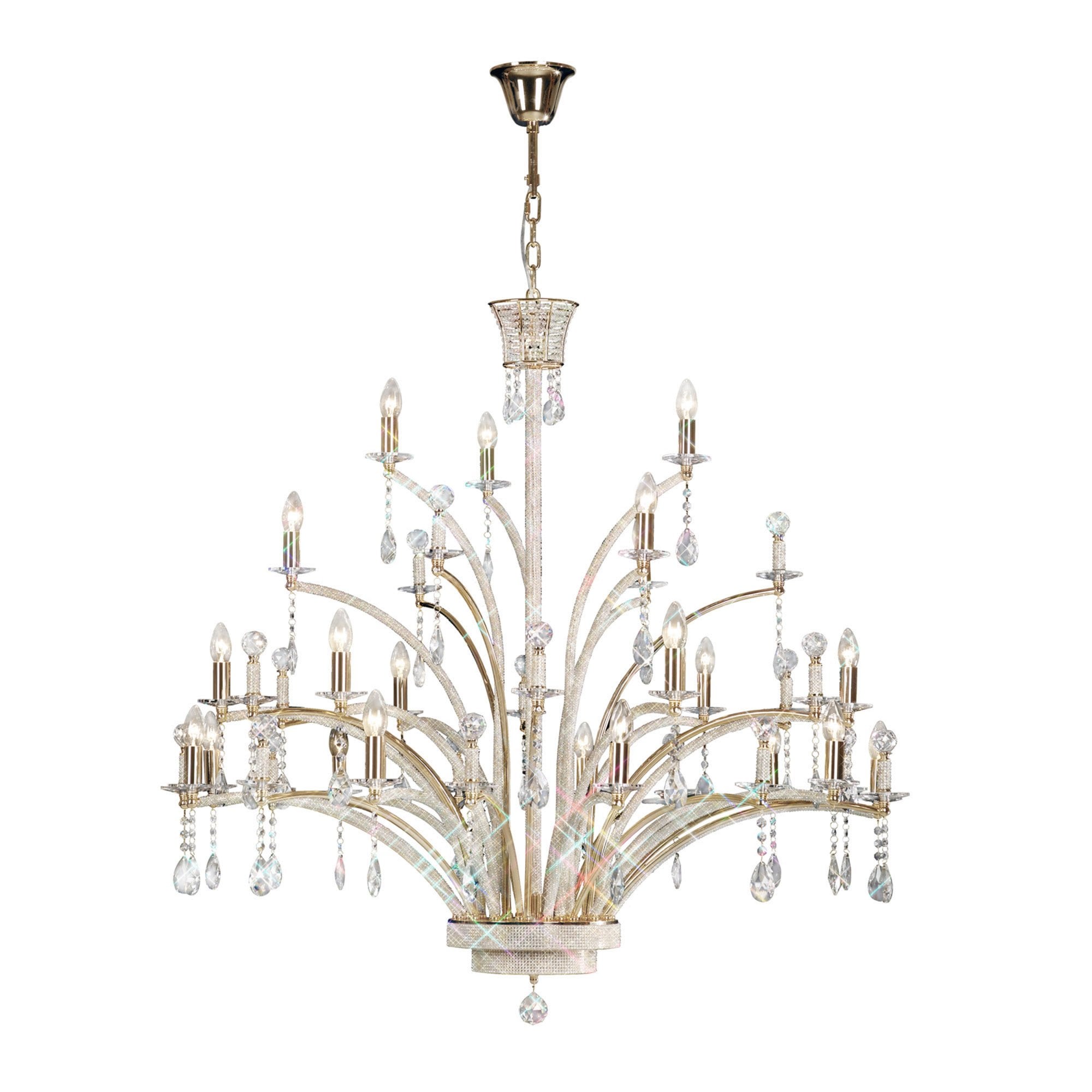 Diyas IL30390 Orlando Pendant 21 Light French Gold/Crystal (ITEM REQUIRES ASSEMBLY)