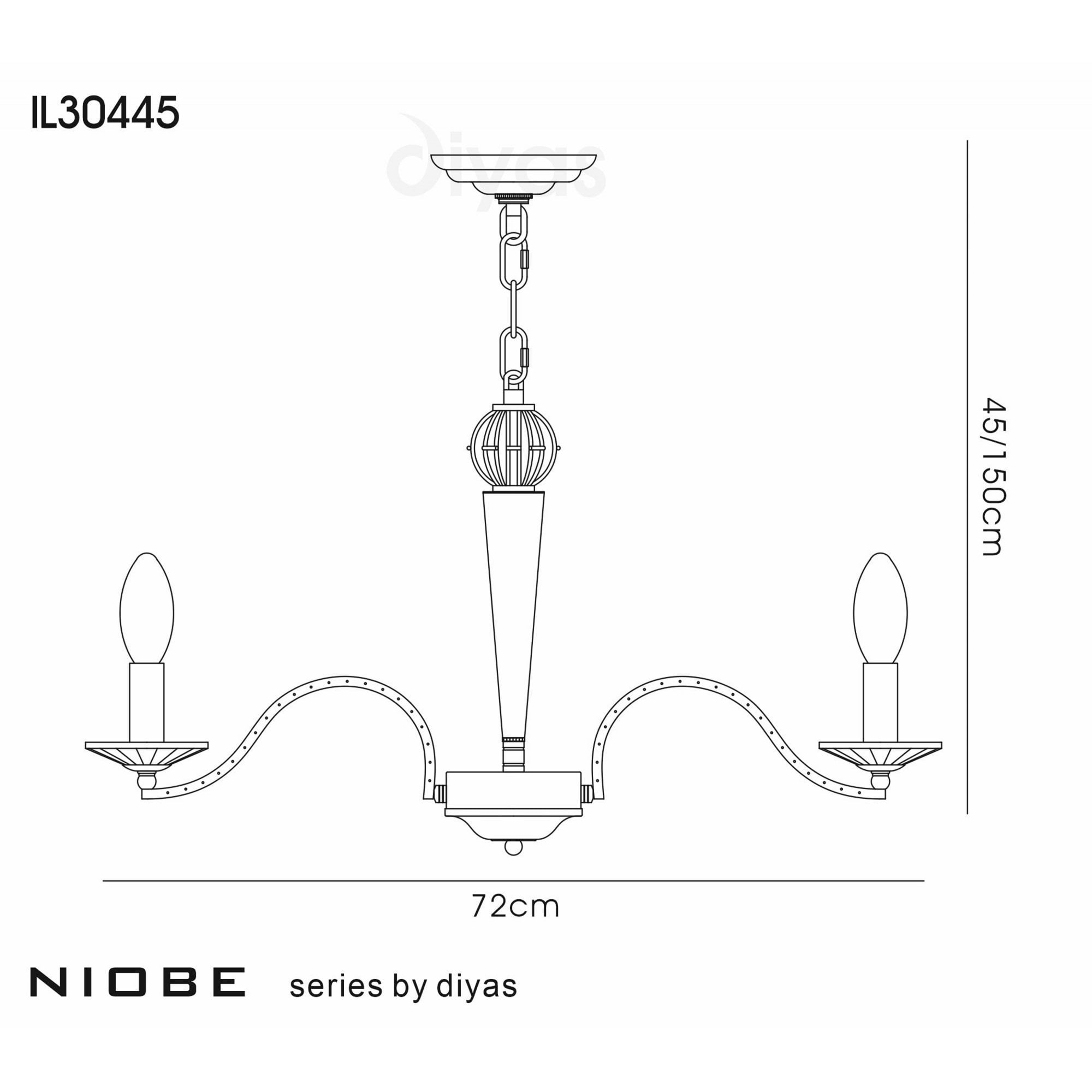 Diyas IL30445 Niobe Pendant 5 Light French Gold/Crystal