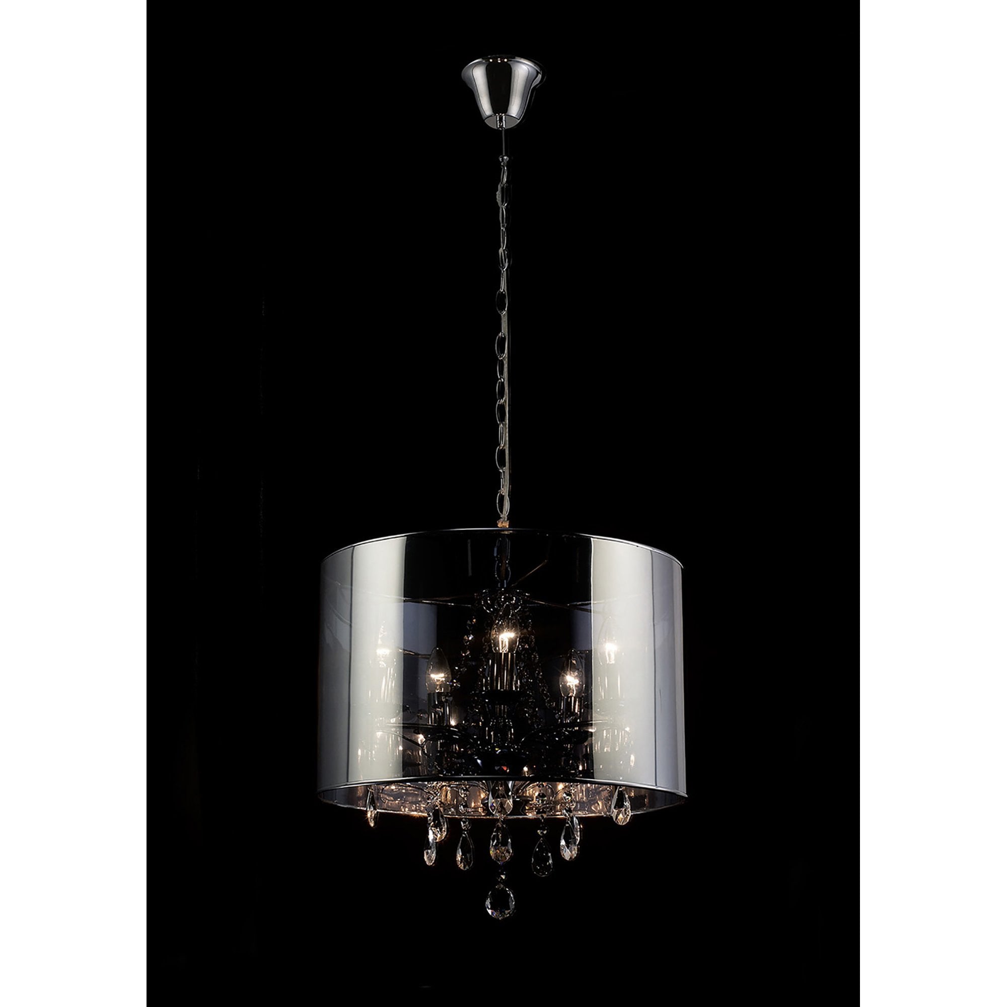 Diyas IL30461 Trace Pendant With Chrome Shade 5 Light Polished Chrome/PVC /Crystal
