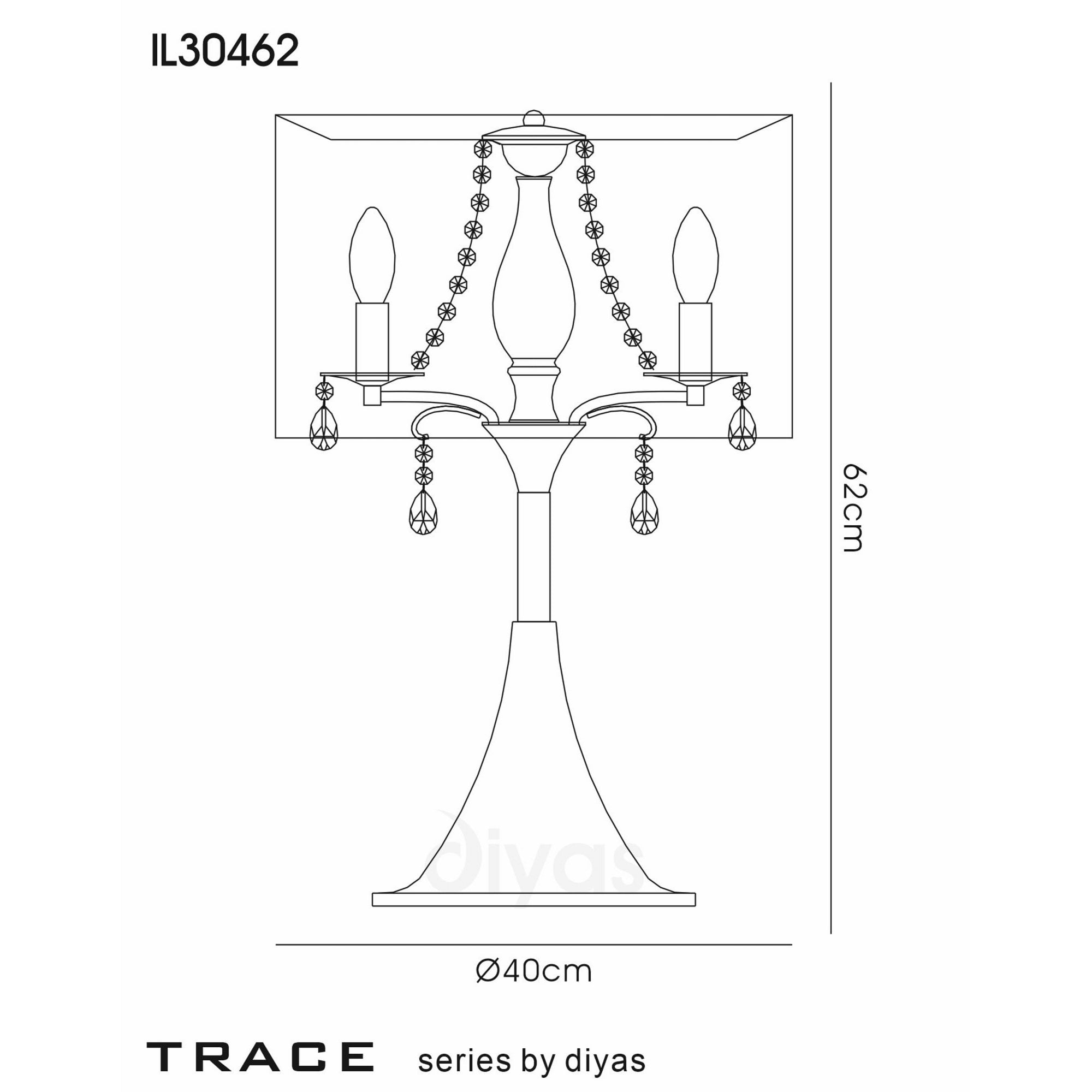 Diyas IL30462 Trace Table Lamp With Chrome Shade 3 Light Polished Chrome/PVC /Crystal