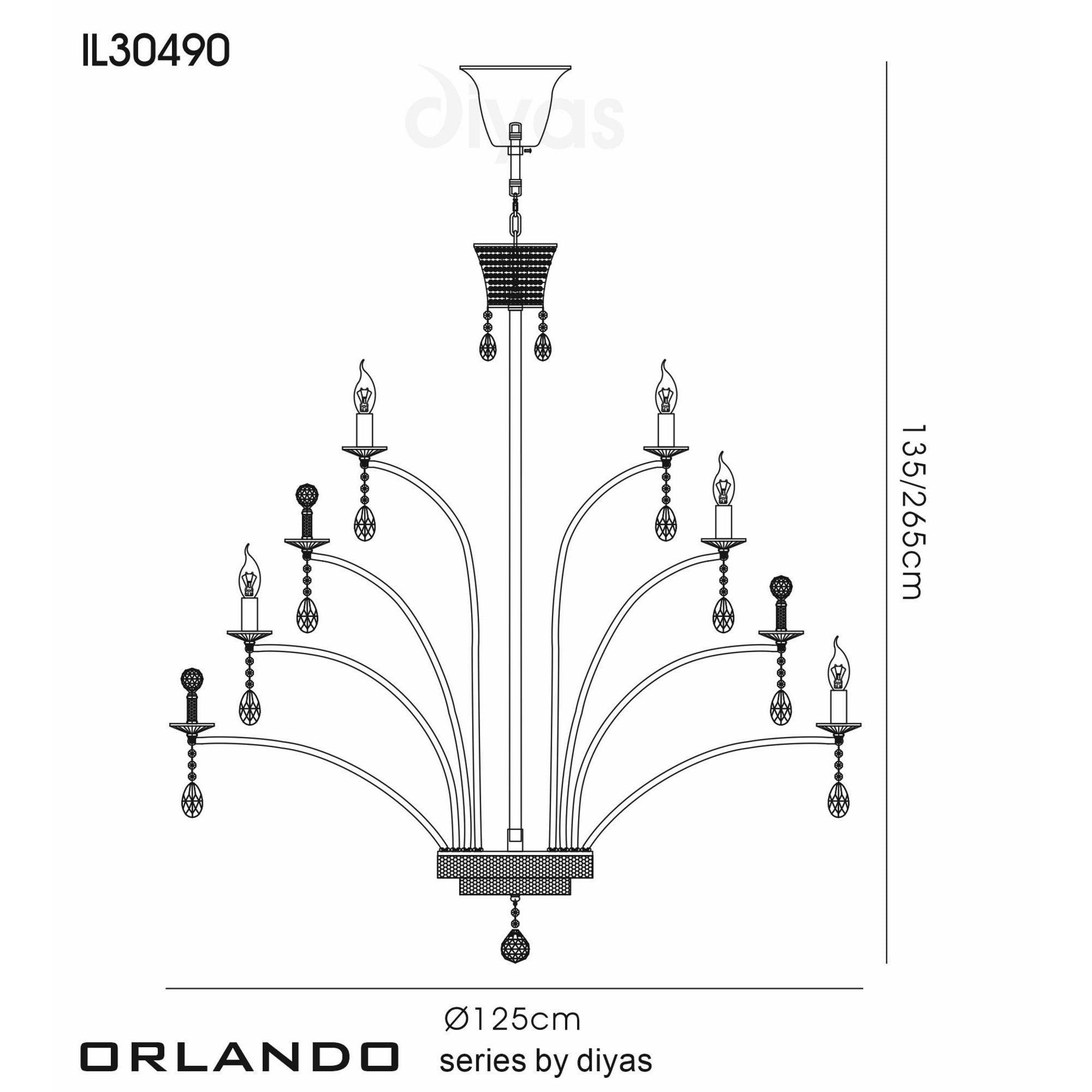 Diyas IL30490 Orlando Pendant 21 Light Black Chrome/Crystal (ITEM REQUIRES ASSEMBLY)