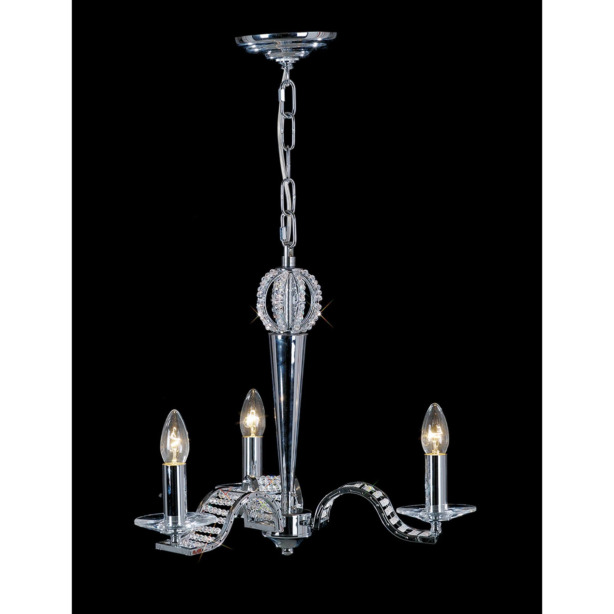 Diyas IL30343 Niobe Pendant 3 Light Polished Chrome/Crystal