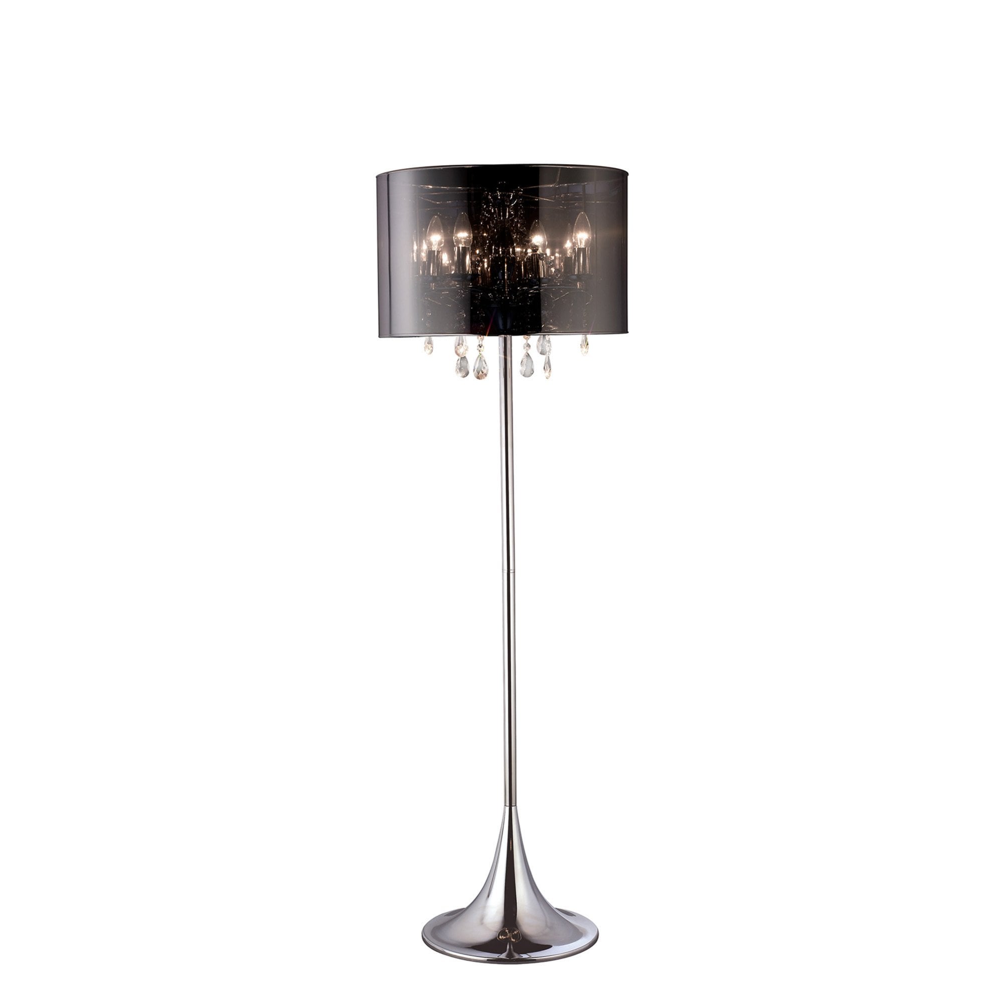Diyas IL30463 Trace Floor Lamp With Chrome Shade 4 Light Polished Chrome//PVC/Crystal