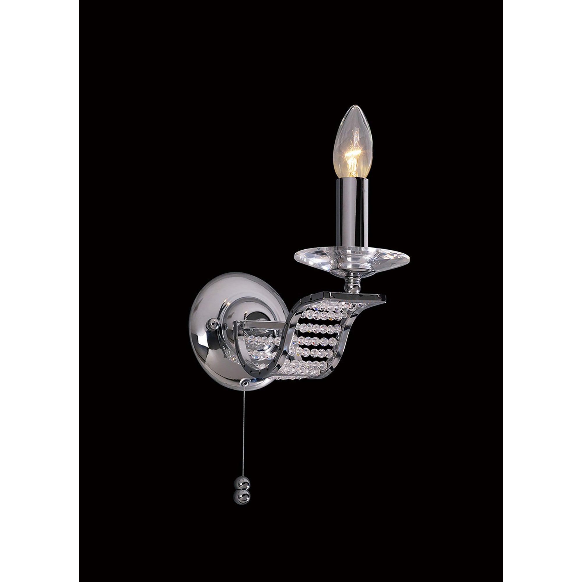 Diyas IL30341 Niobe Wall Light Switched 1 Light Polished Chrome/Crystal