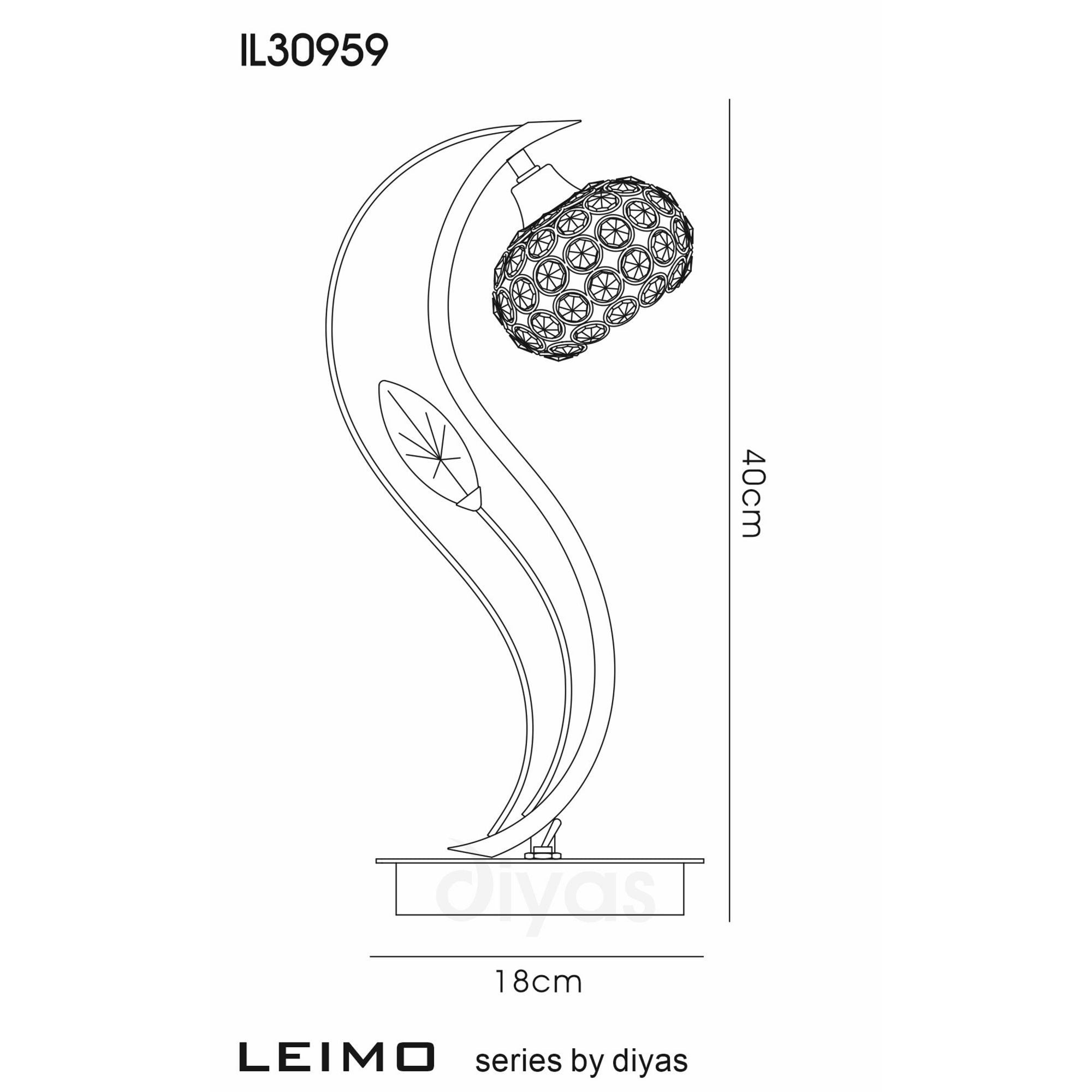 Diyas IL30959 Leimo Table Lamp 1 Light Polished Chrome/Crystal