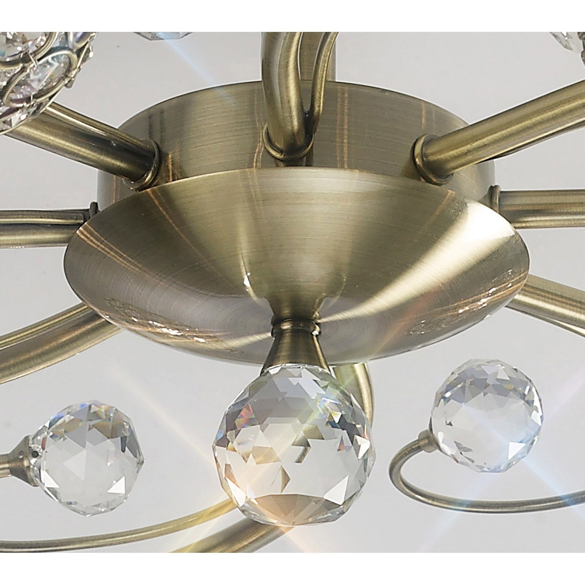 Diyas IL30948 Cara Semi Ceiling 8 Light Antique Brass/Crystal