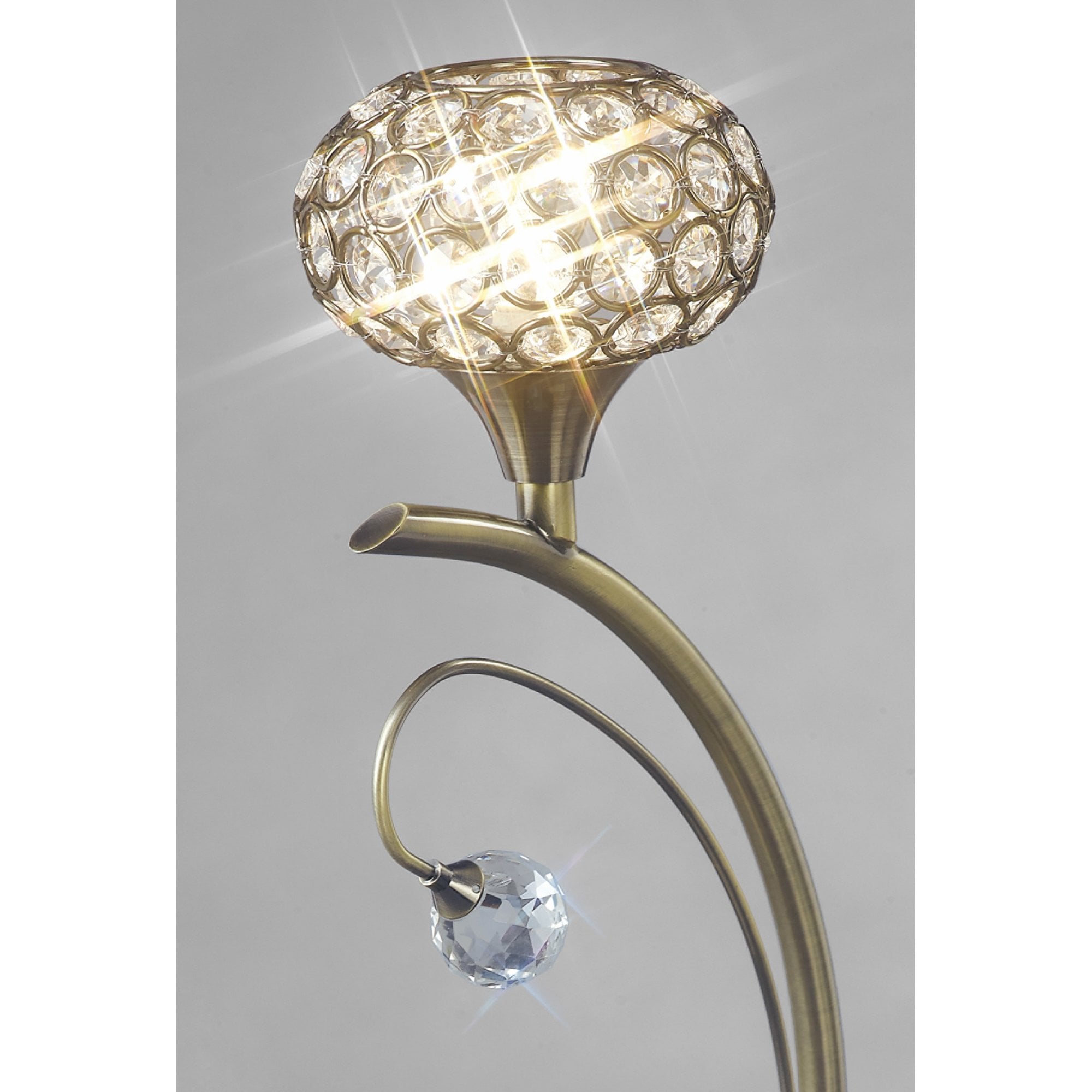Diyas IL30949 Cara Table Lamp 1 Light Antique Brass/Crystal