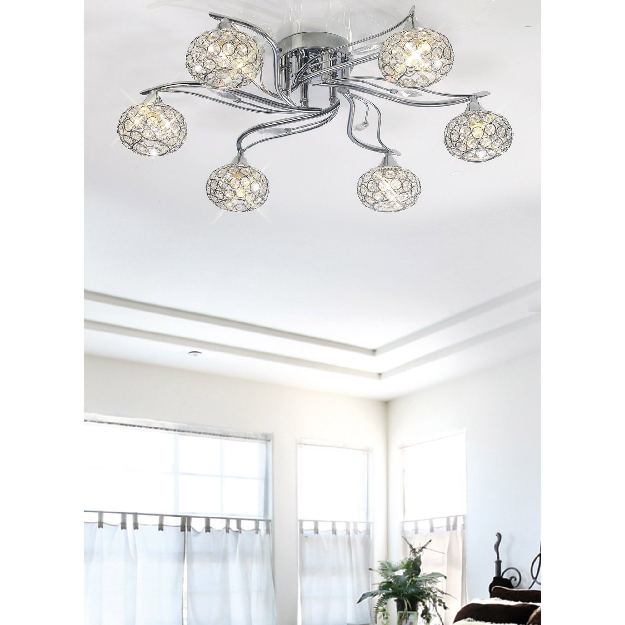 Diyas IL30956 Leimo Ceiling 6 Light Polished Chrome/Crystal