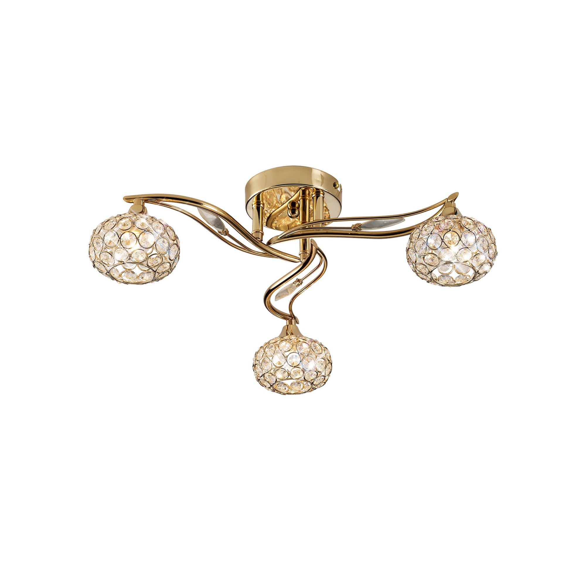 Diyas IL30963 Leimo Ceiling 3 Light French Gold/Crystal