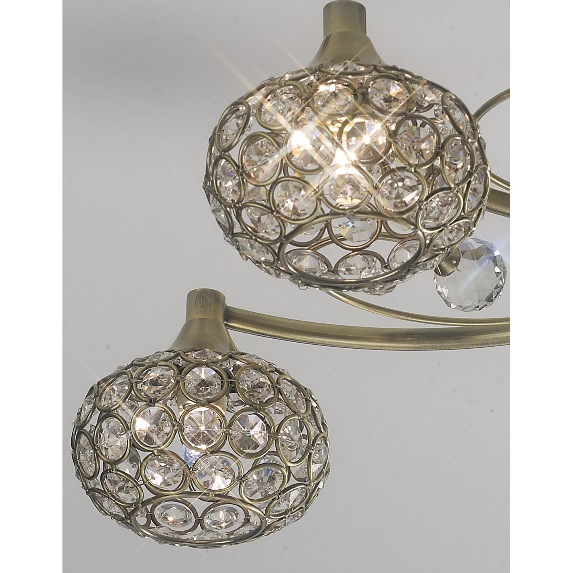 Diyas IL30945 Cara Semi Ceiling 5 Light Antique Brass/Crystal