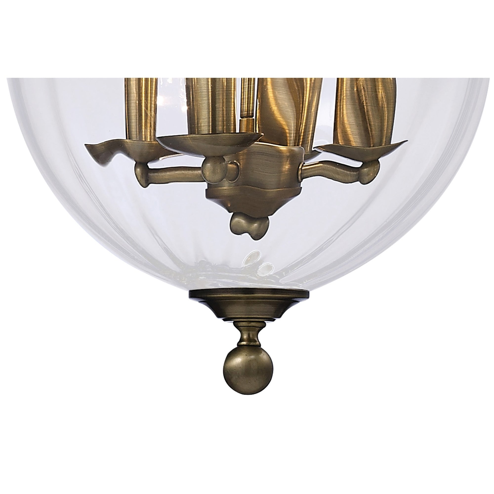 Diyas IL31077 Aubrey Pendant 4 Light Antique Brass/Glass