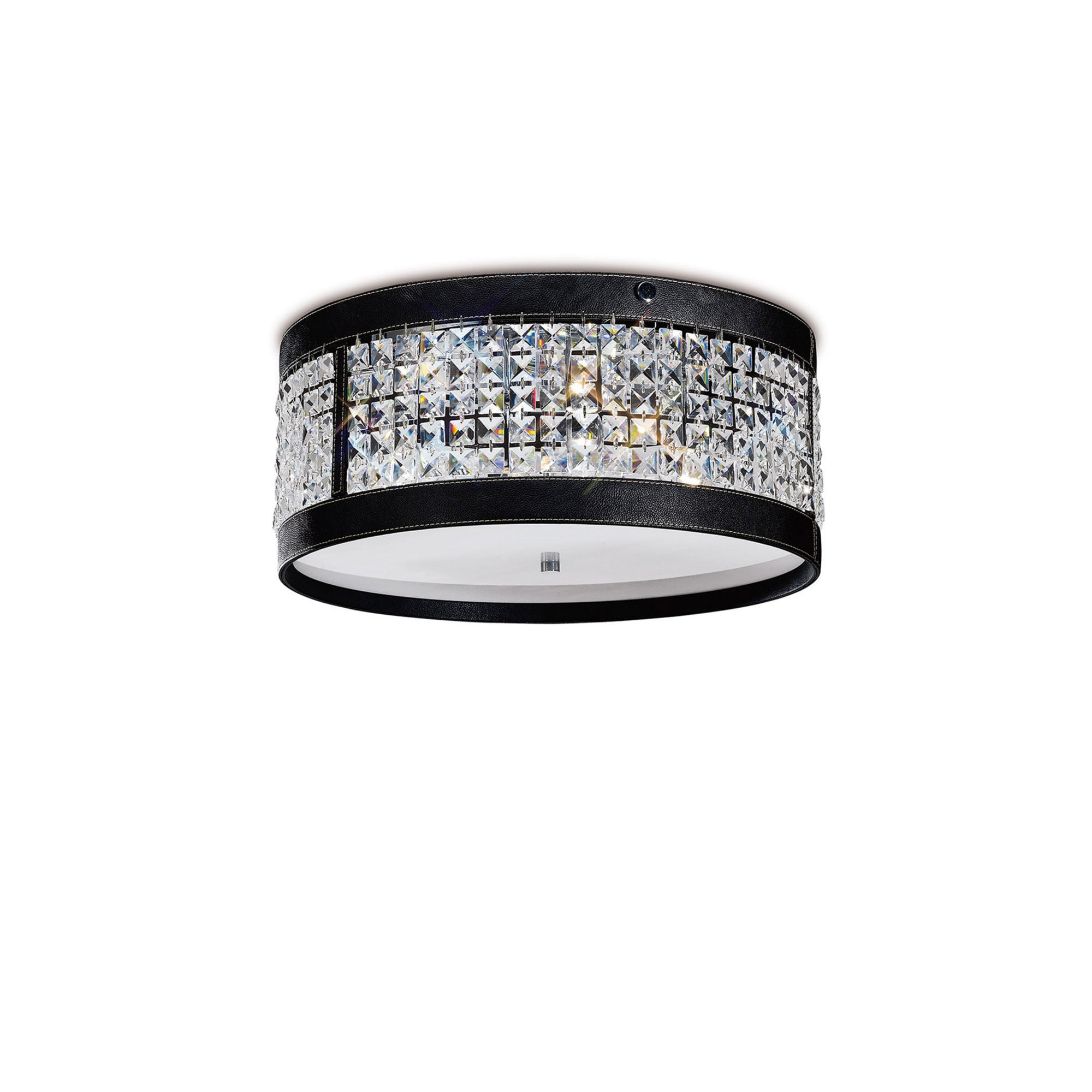 Diyas IL31031 Celsa Ceiling 4 Light Polished Chrome/Black Faux Leather/Crystal